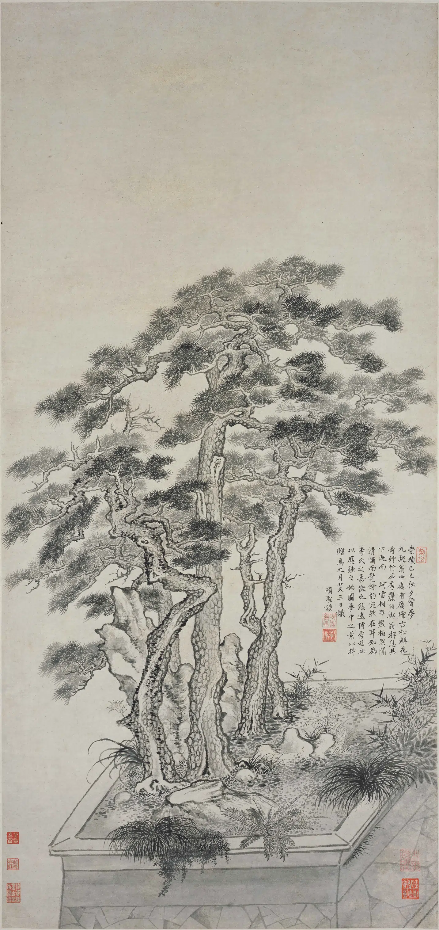 明朝【项圣谟】《五松图轴》