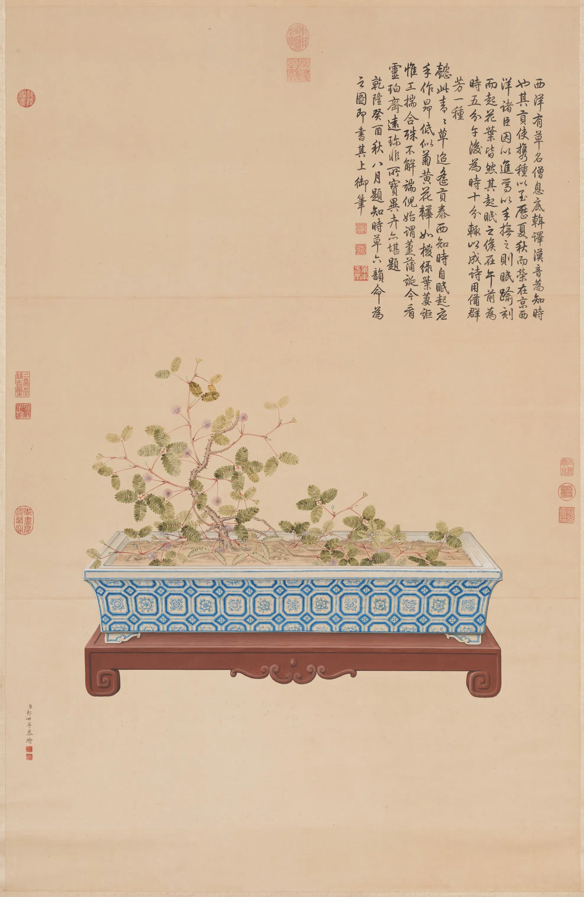 清代【郎世宁】《画海西知时草图轴》