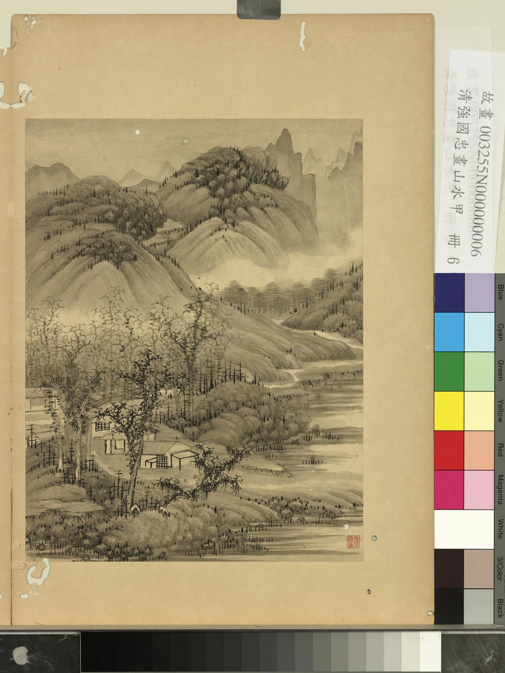 清代【强国忠】《画山水甲册-疏林幽居》