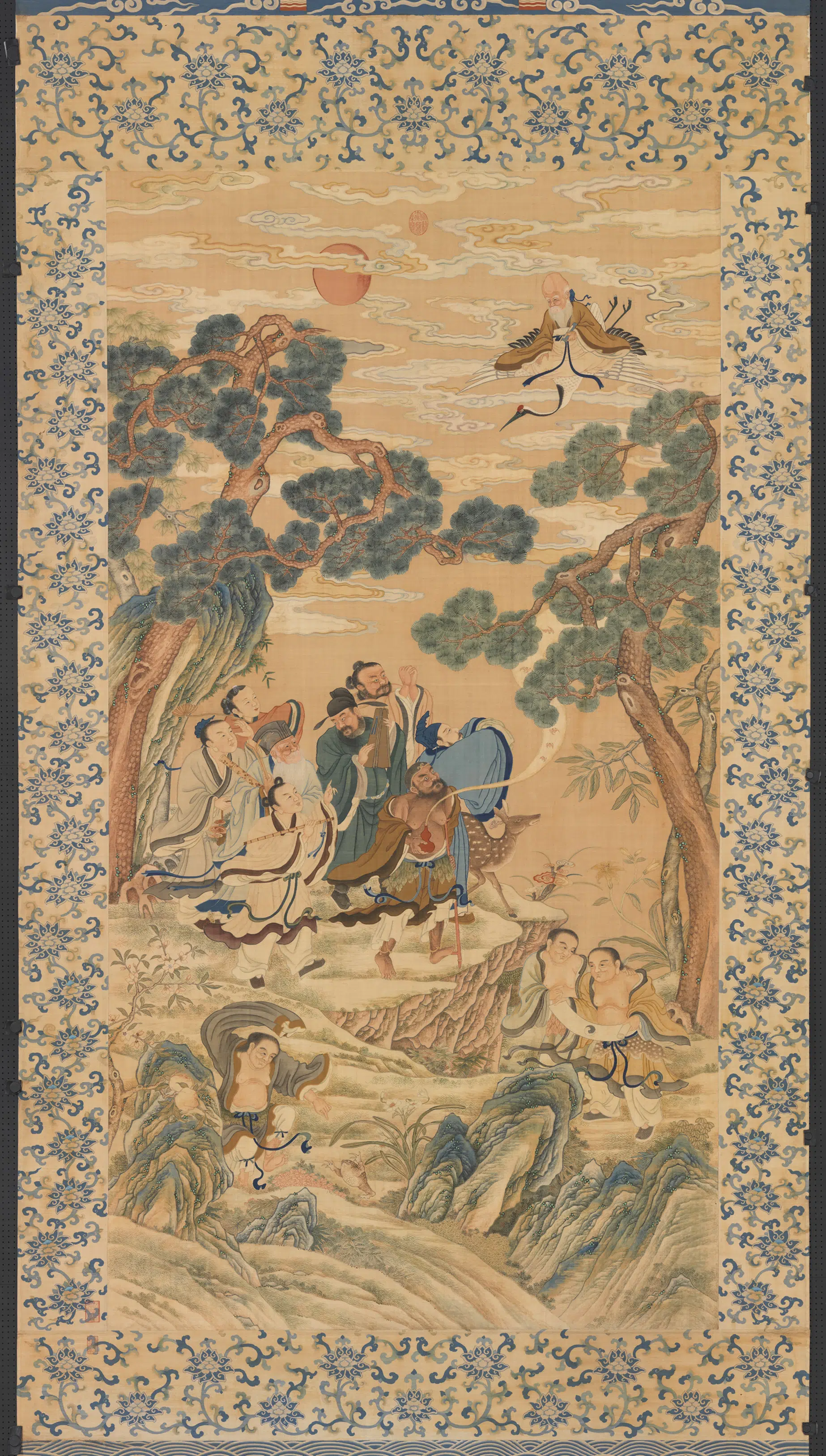 《缂丝群仙拱祝图轴》