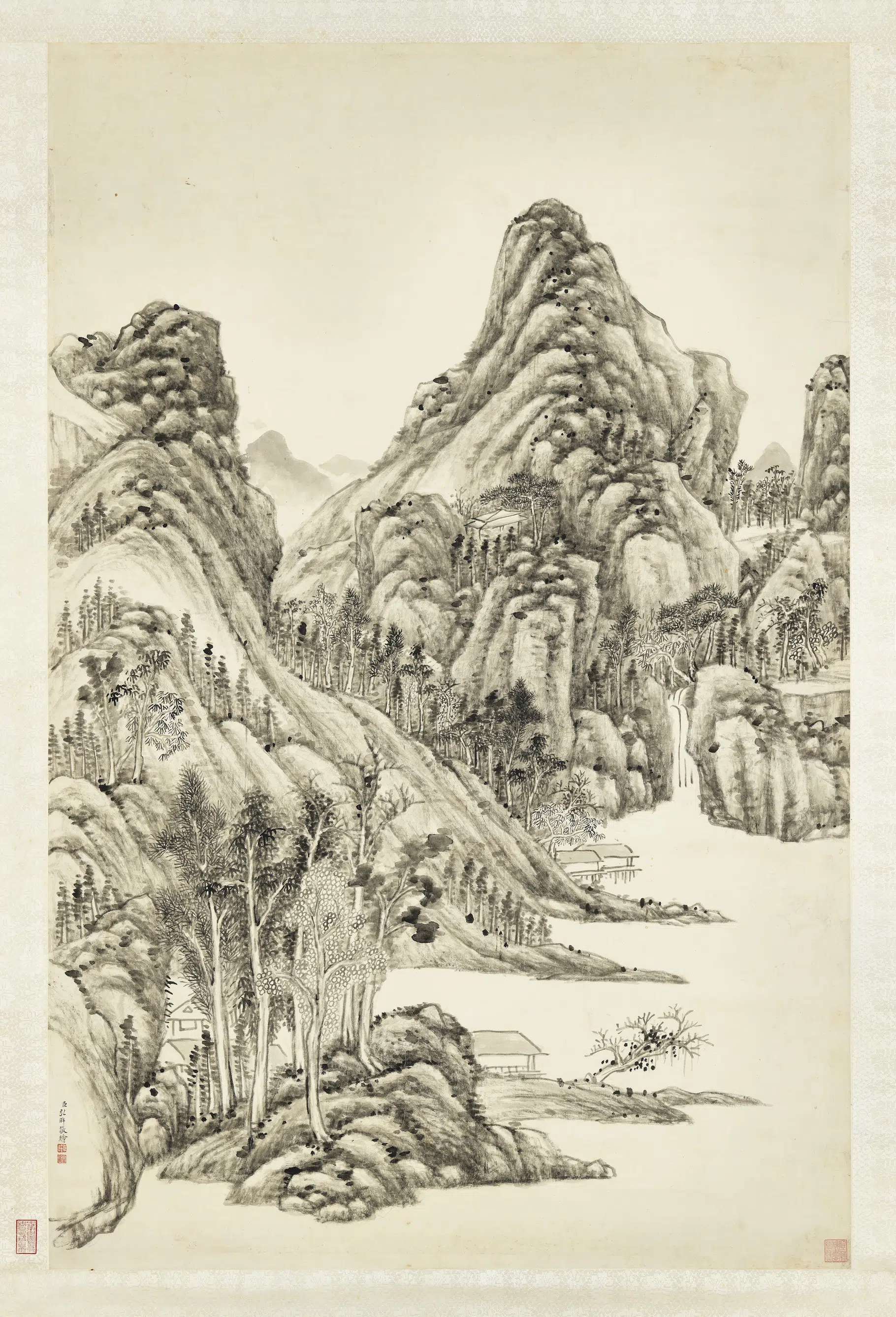 清代【爱新觉罗弘旿】《林泉幽居图轴》