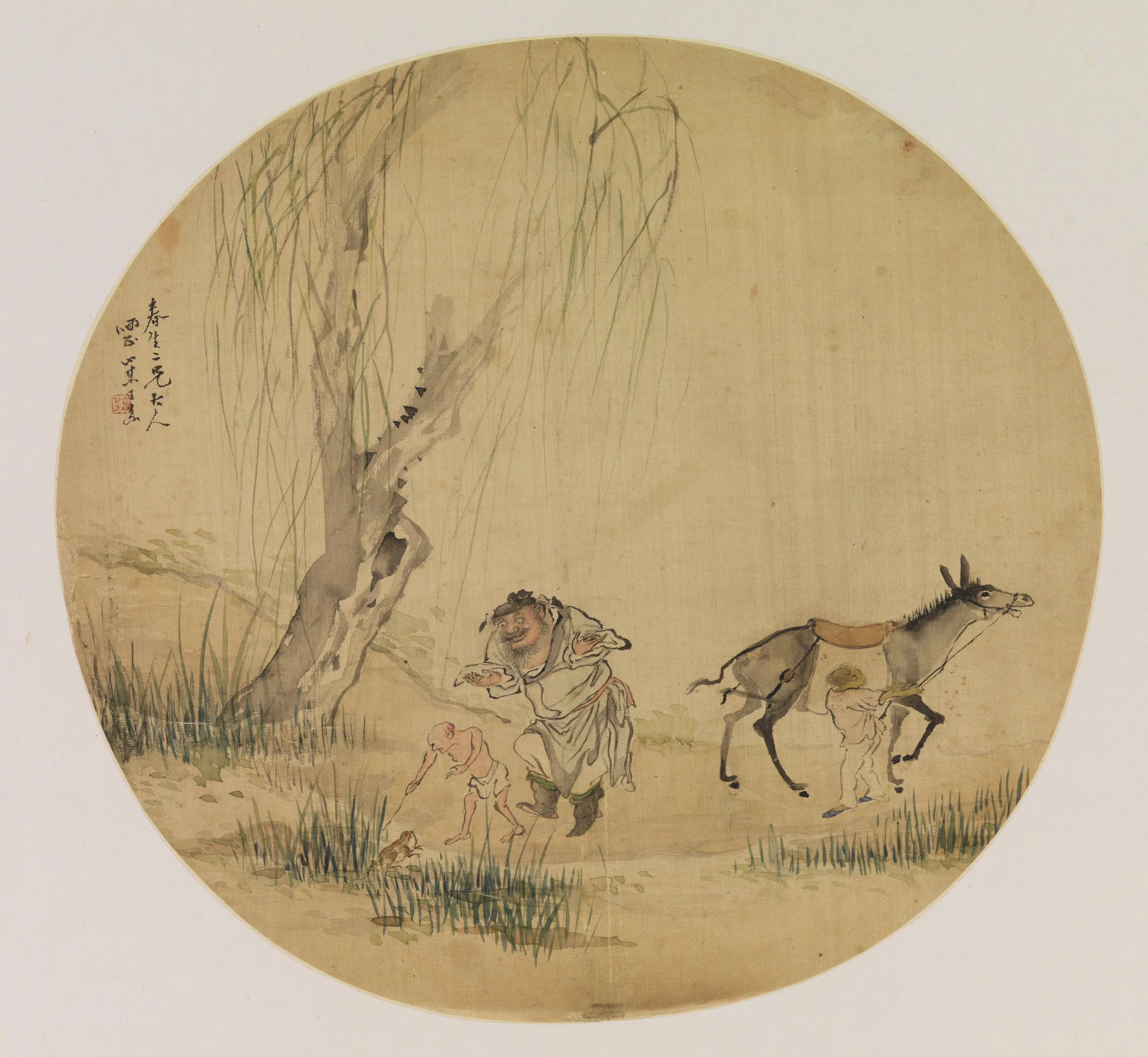 清代【王素】《钟馗捕蛙图》