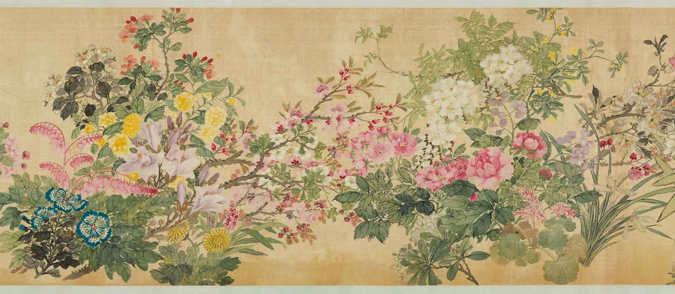 清代【张熊】《设色百花图轴》 第6张