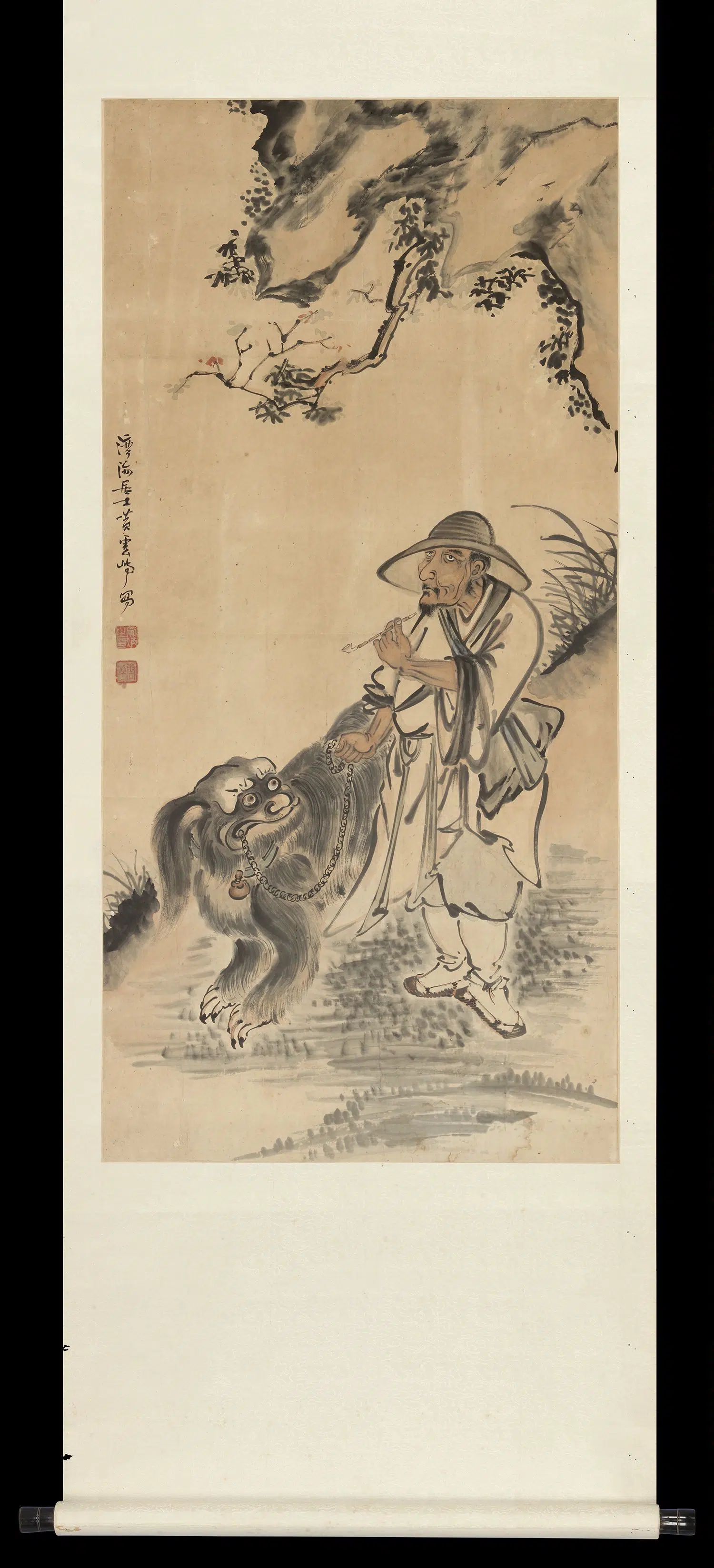 清朝【黄炳】《伏貘图中堂》 第1张