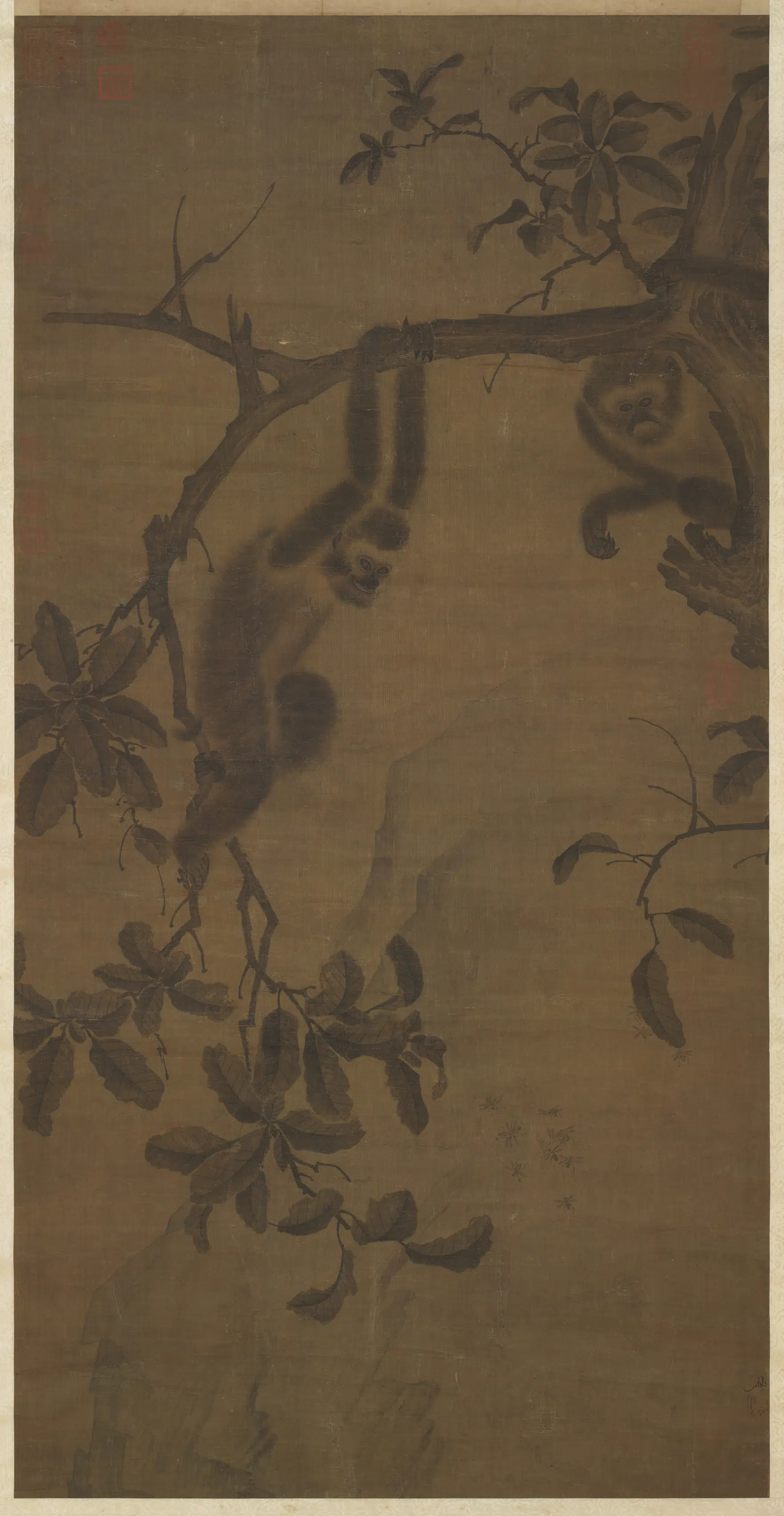 元朝【颜辉】《画猿图轴》