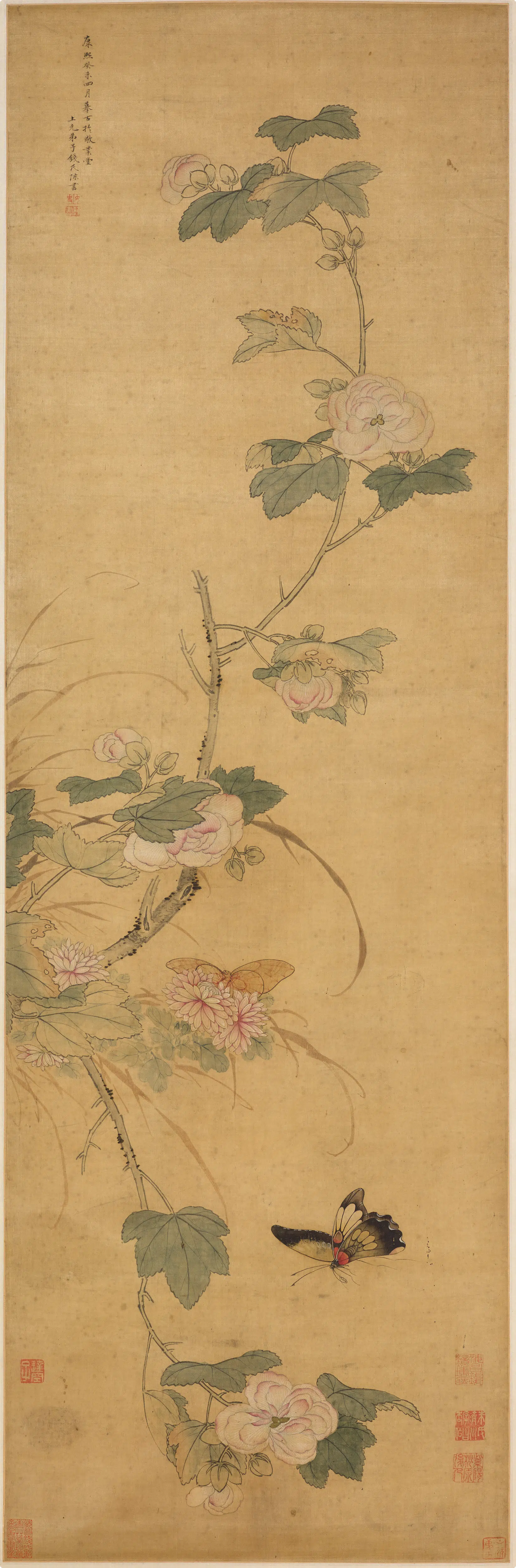 清代【陈书】《花蝶图轴》
