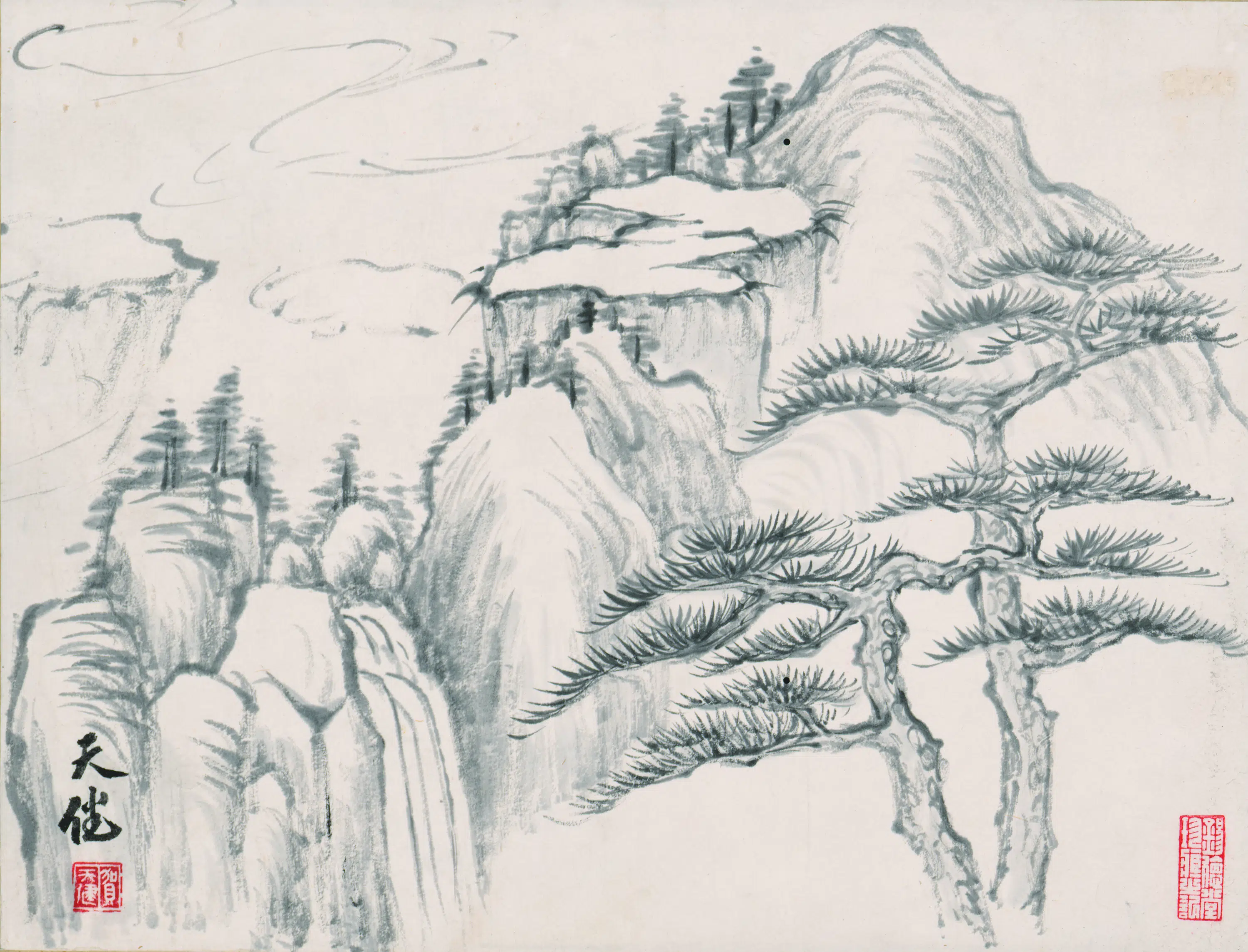 近现代【贺天健】《山水图轴》