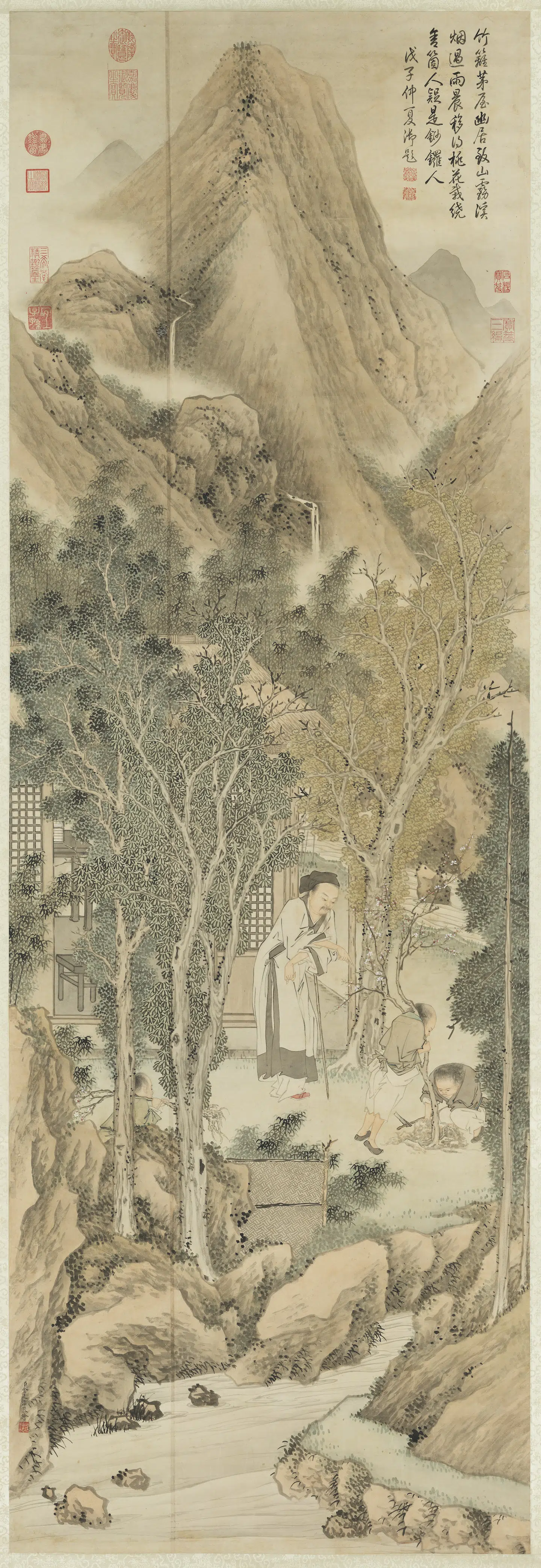 清代【金廷标】《画移桃图轴》