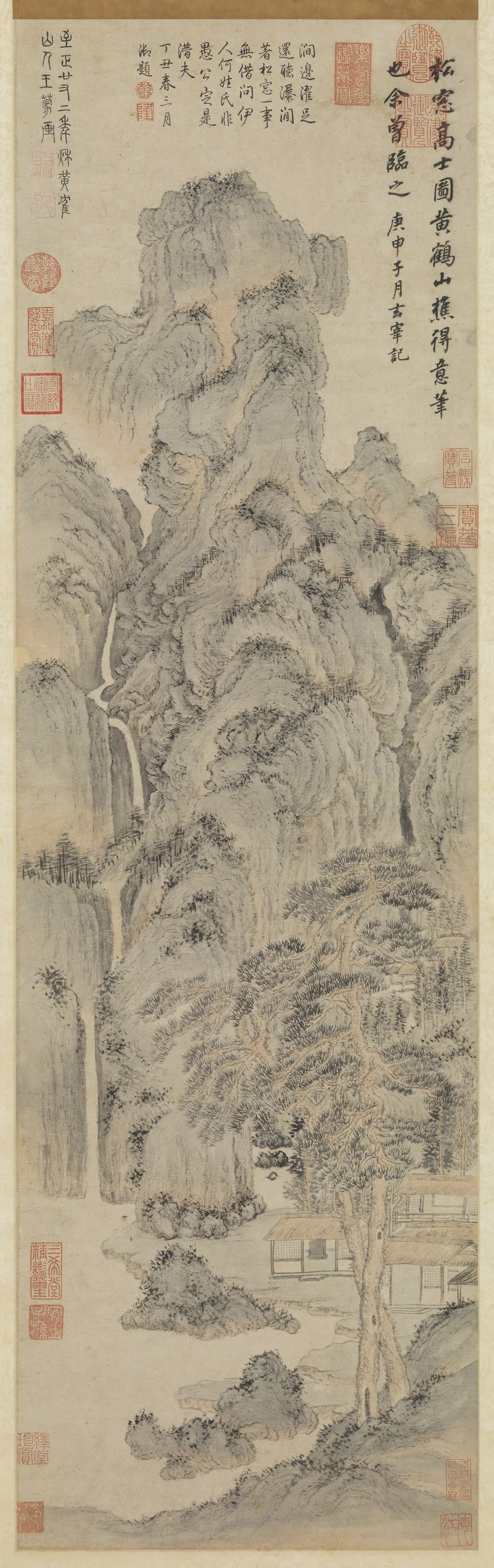 元朝【王蒙】《松窗高士图轴》