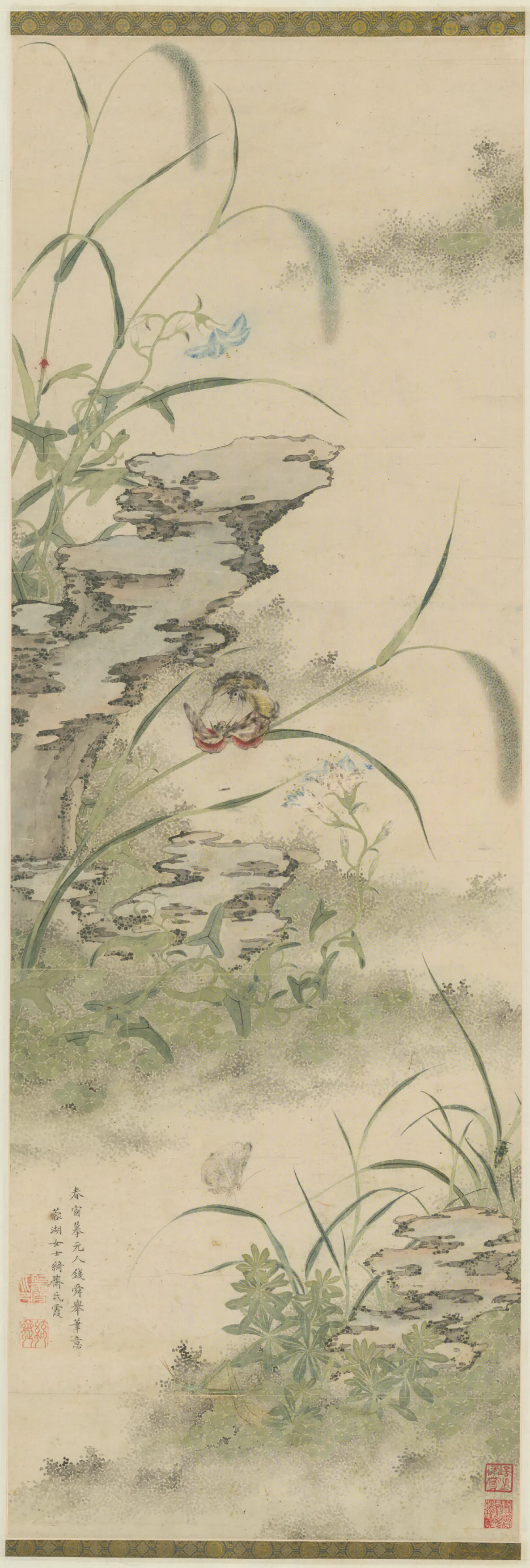 清代【堵霞】《花蝶图轴》