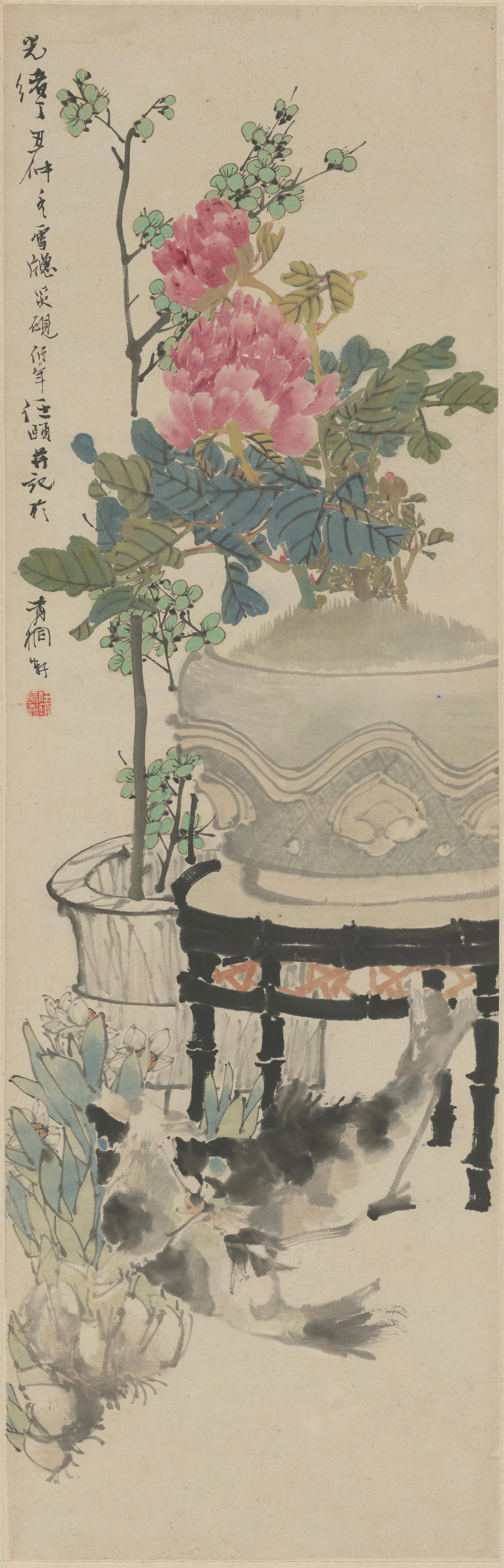清代【任颐】《岁朝图轴》