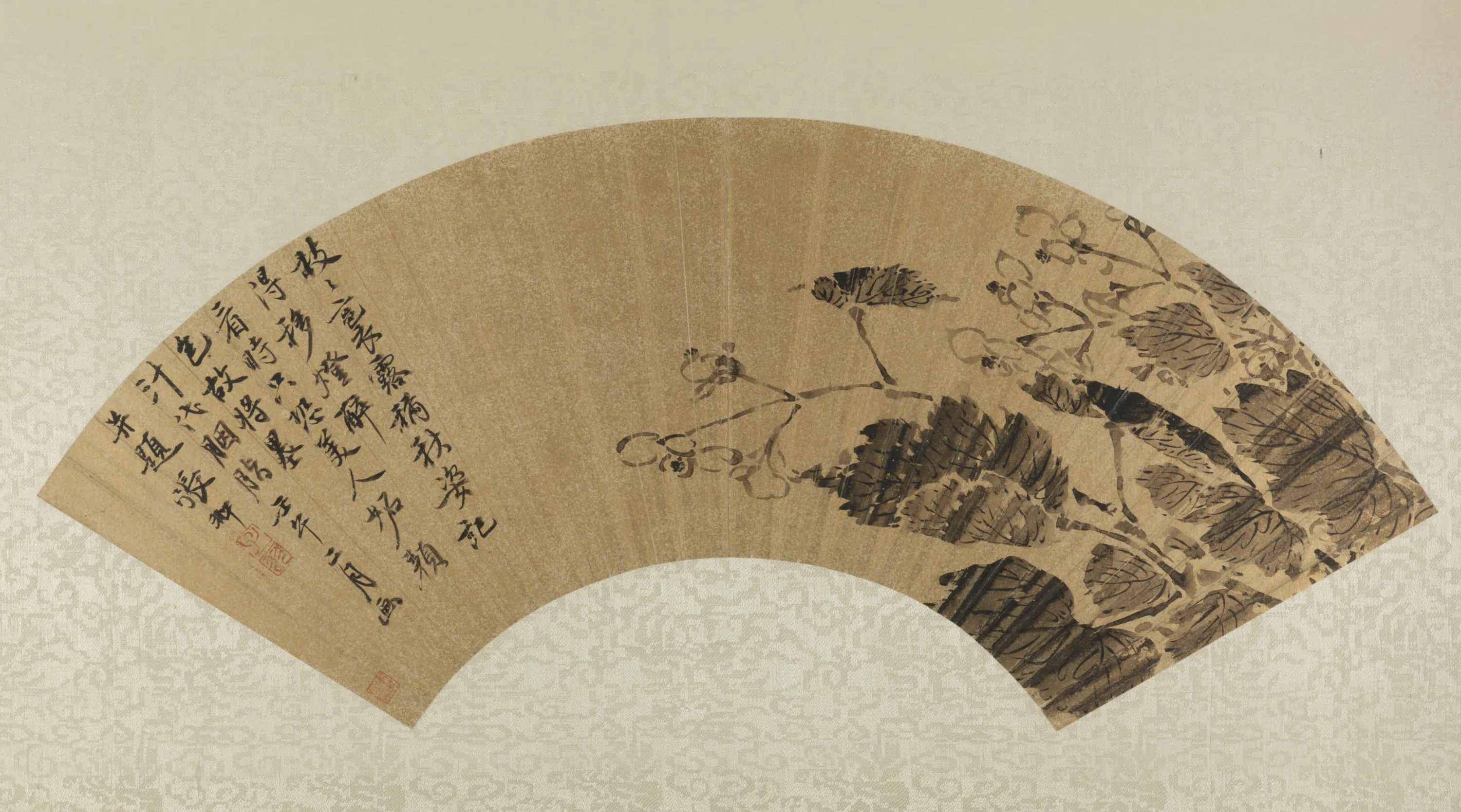 明朝【张翀】《秋海棠扇页》