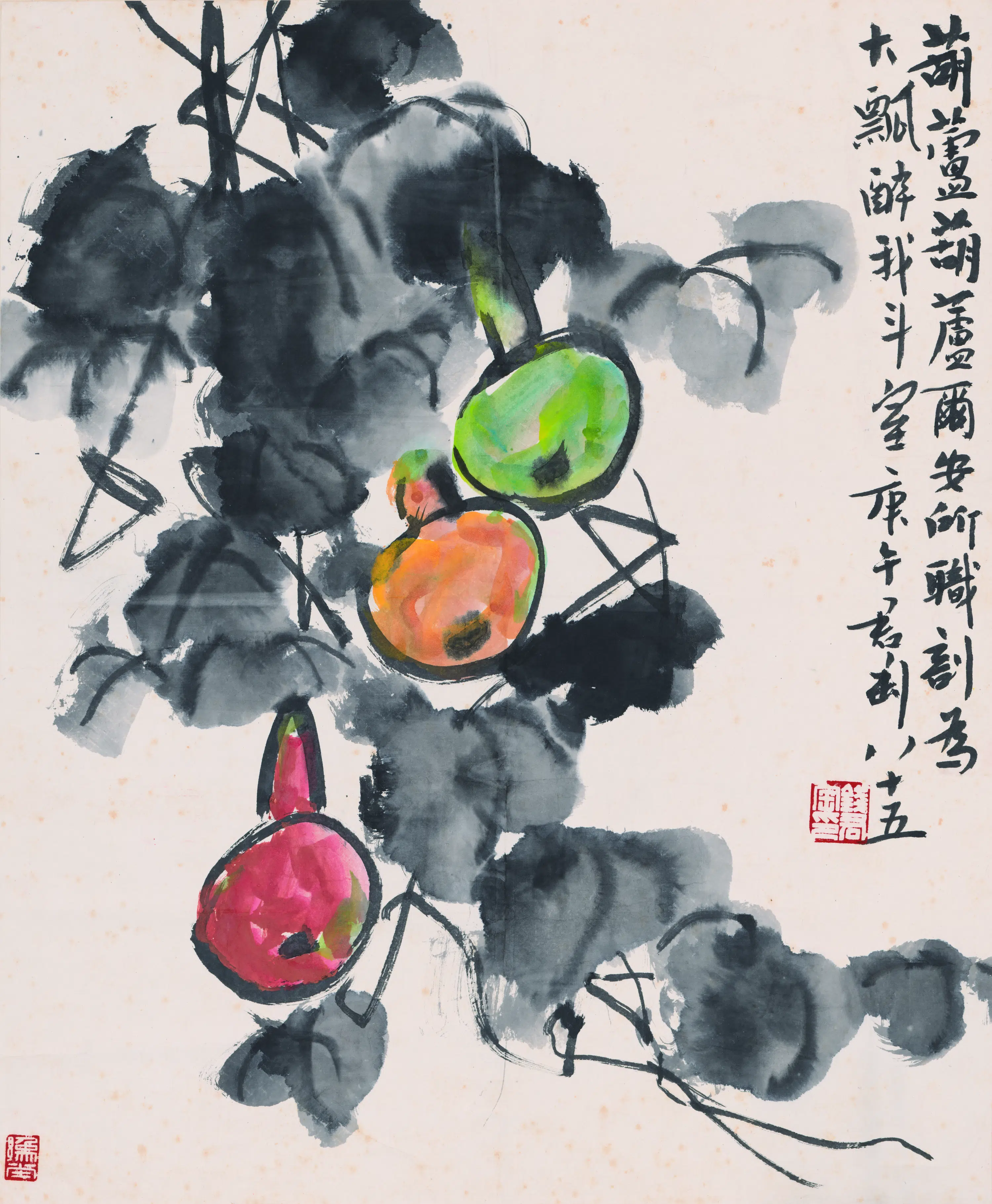 近现代【钱君陶】《葫芦图轴》