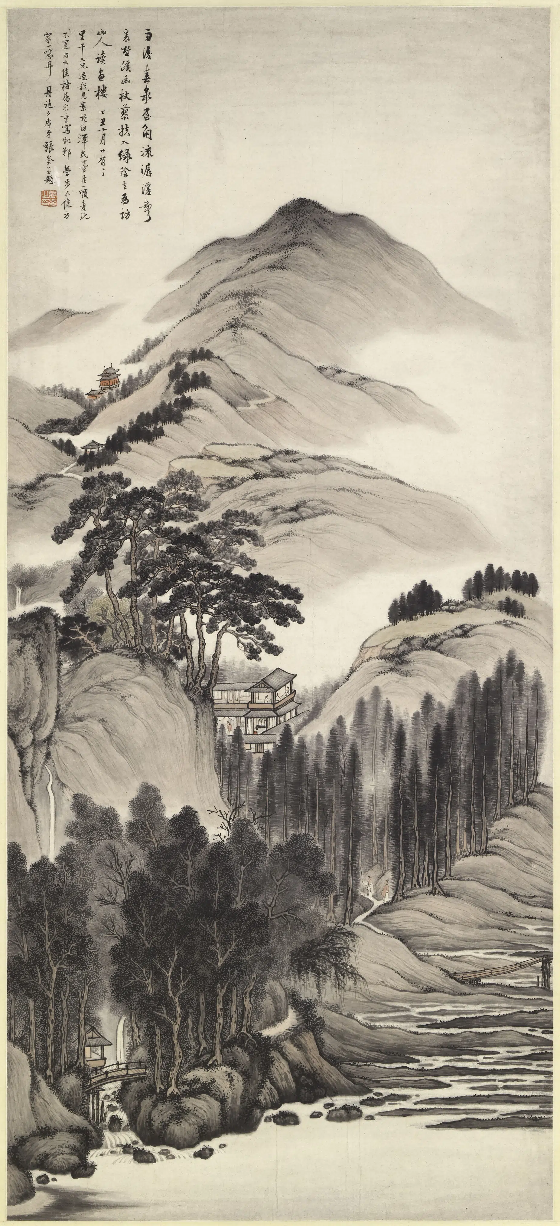 清代【张崟】《读画楼图轴》