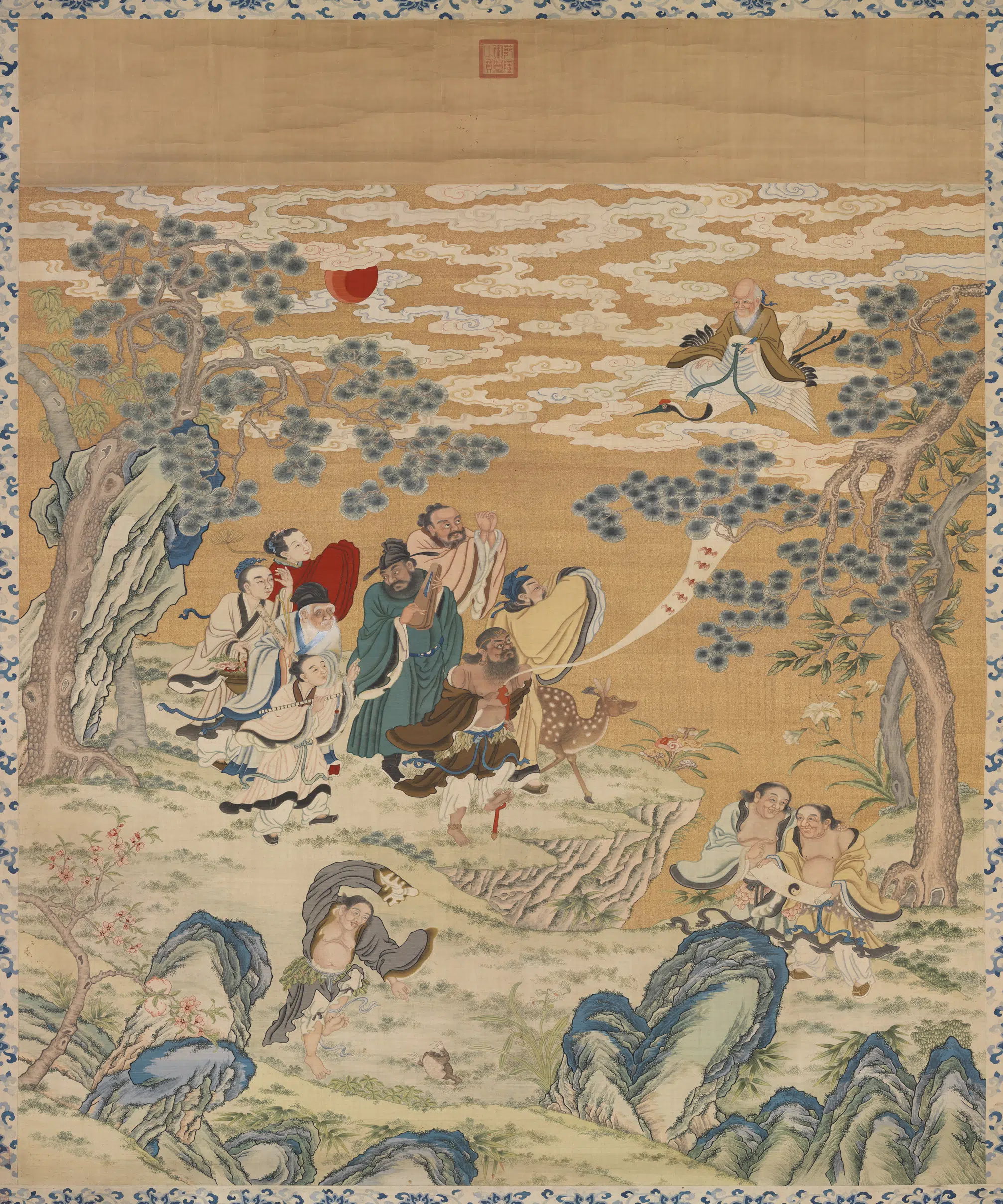 《缂丝群仙祝寿图轴-4》