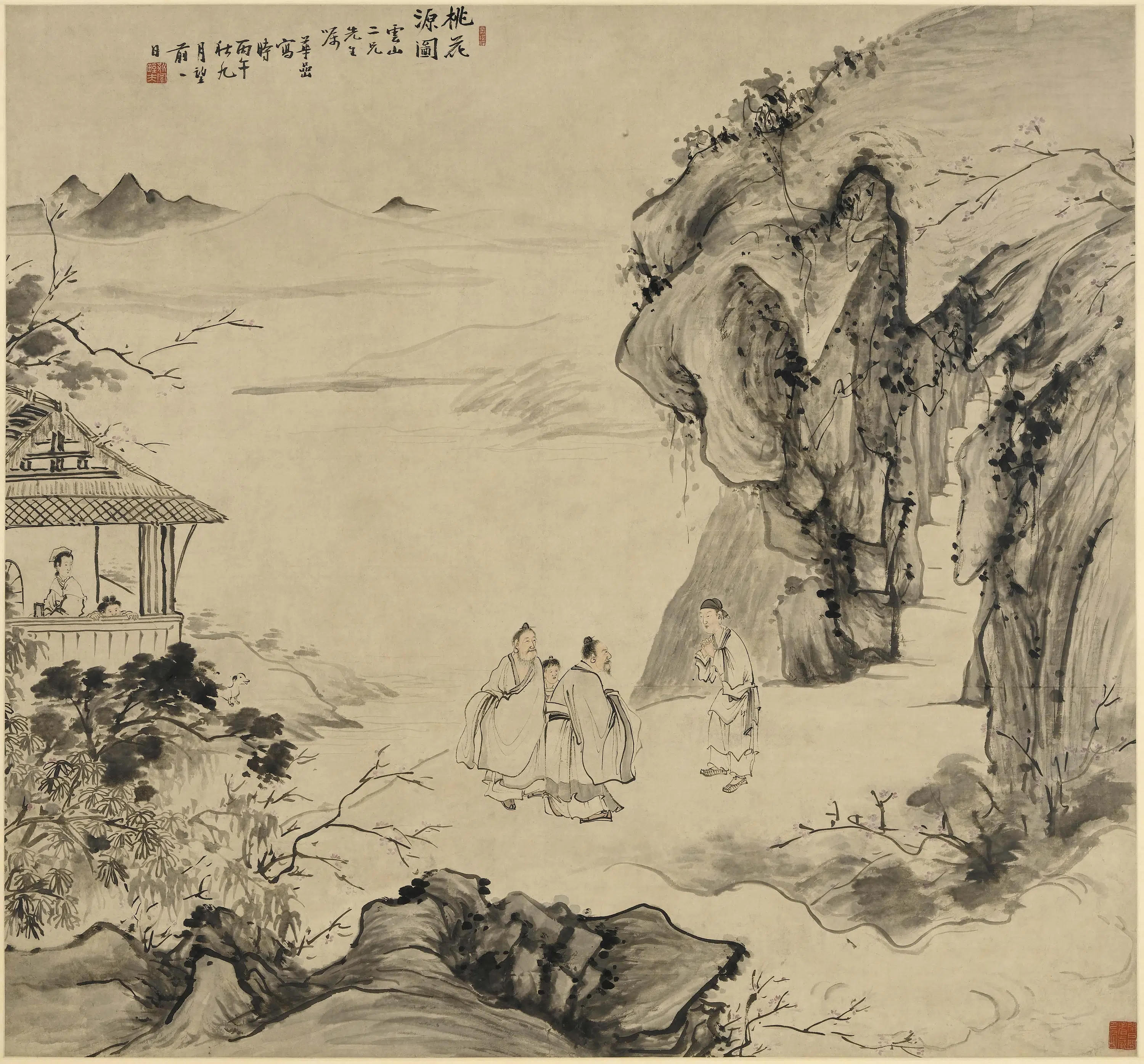 清代【华喦（华岩)】《桃花源图轴》
