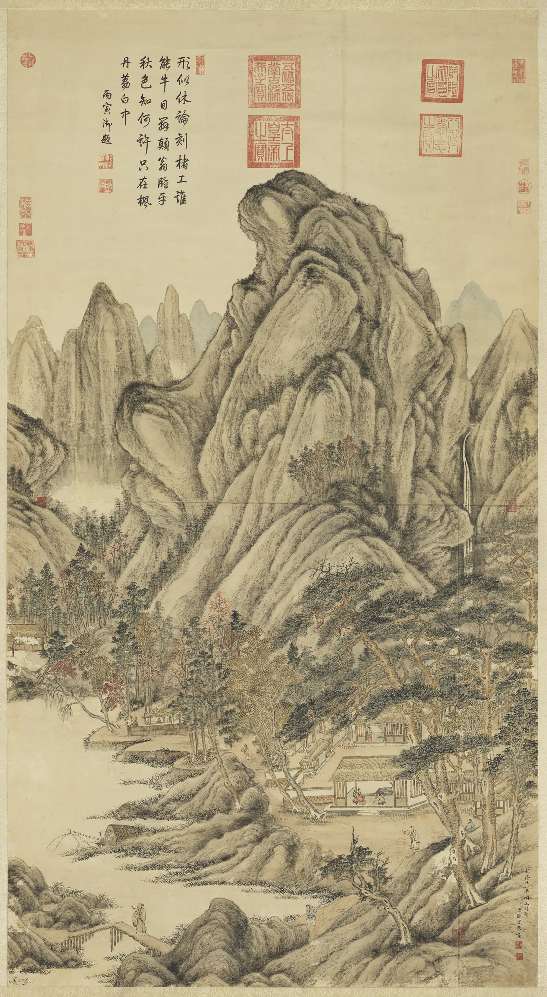 清代【唐岱】《仿王蒙山水图轴》