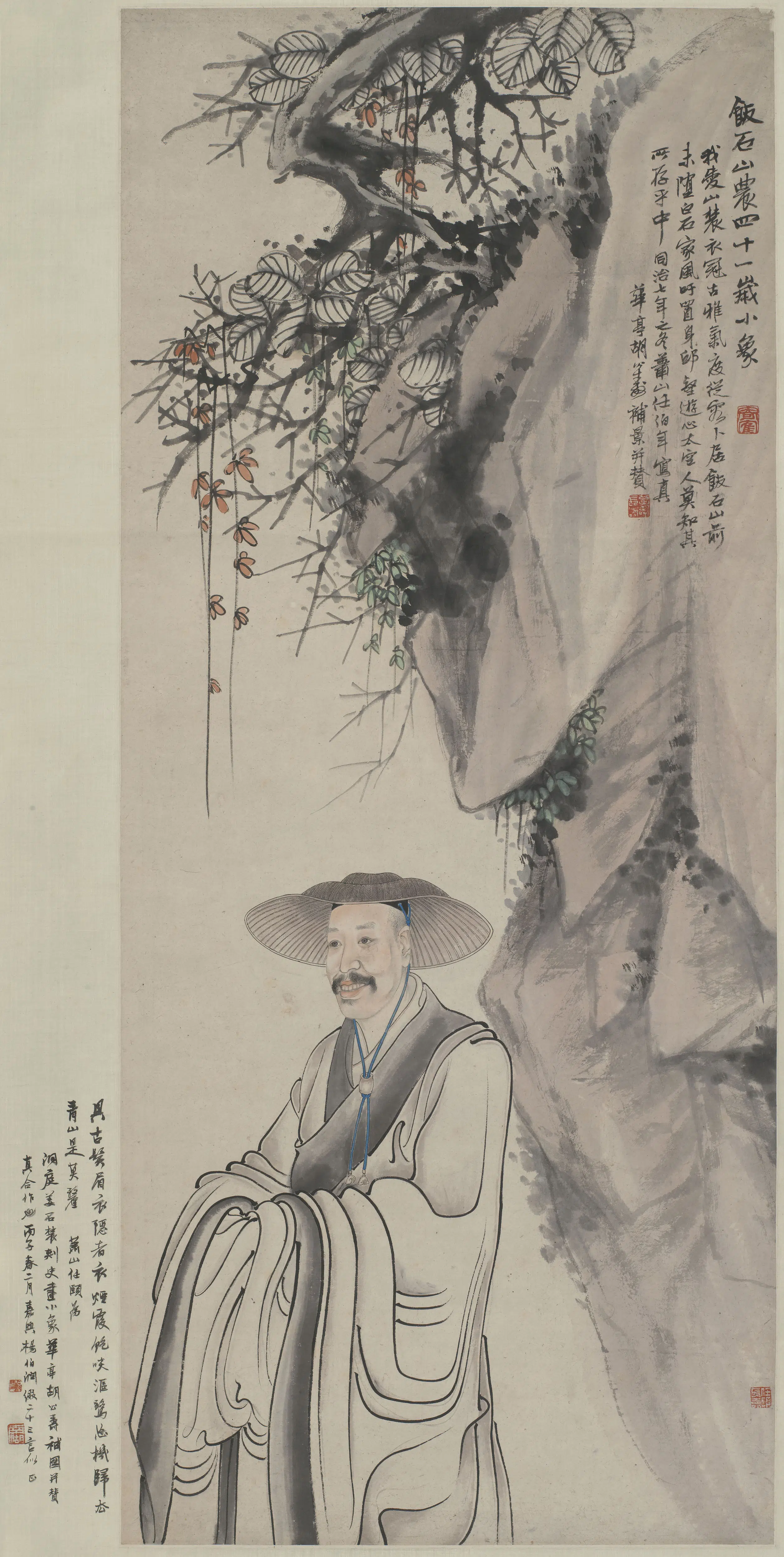 清代【任伯年（任颐）】《饭石山农像图轴》