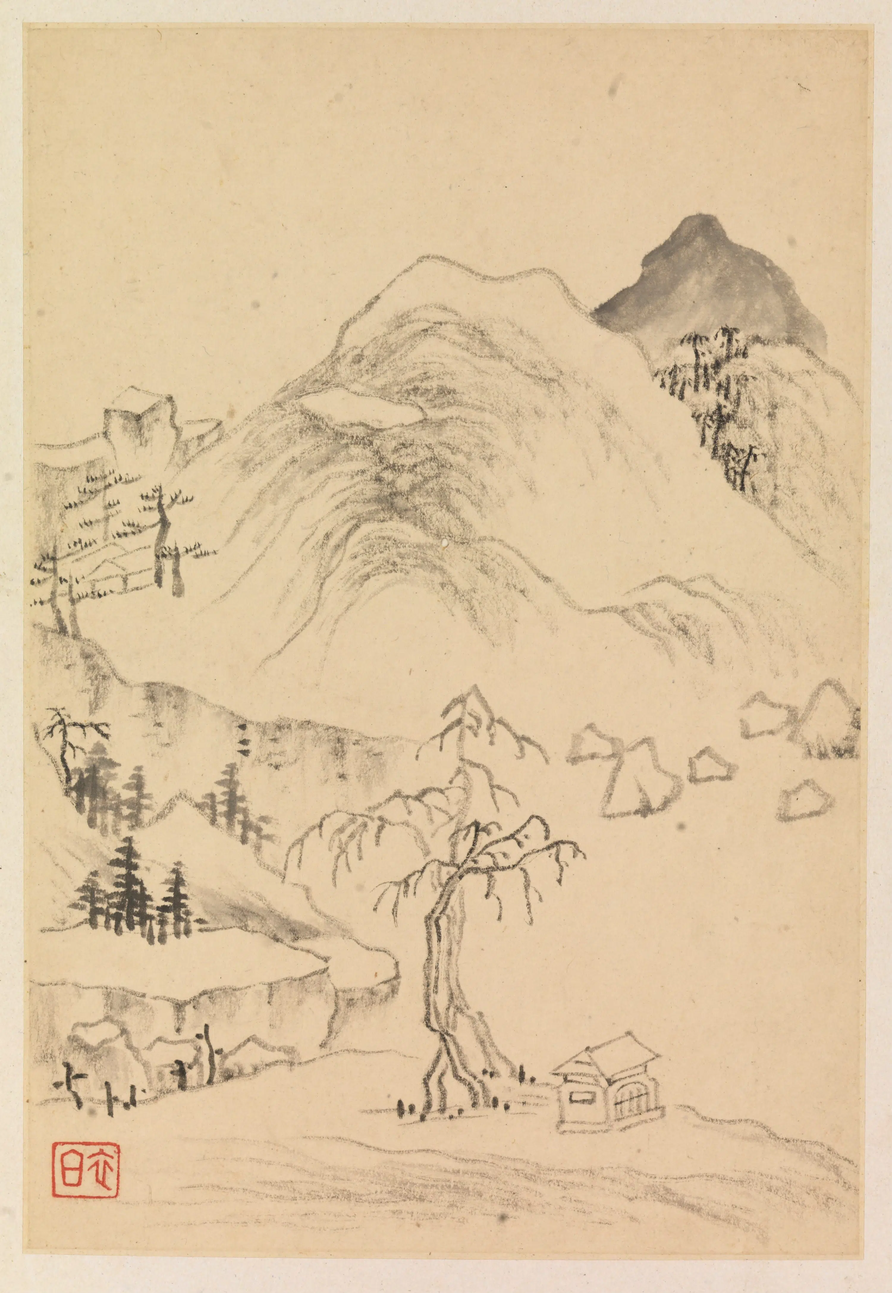 明代【邹之麟】《仿古六则山水册》 第3张 明代【邹之麟】《仿古六则山水册》 第3张