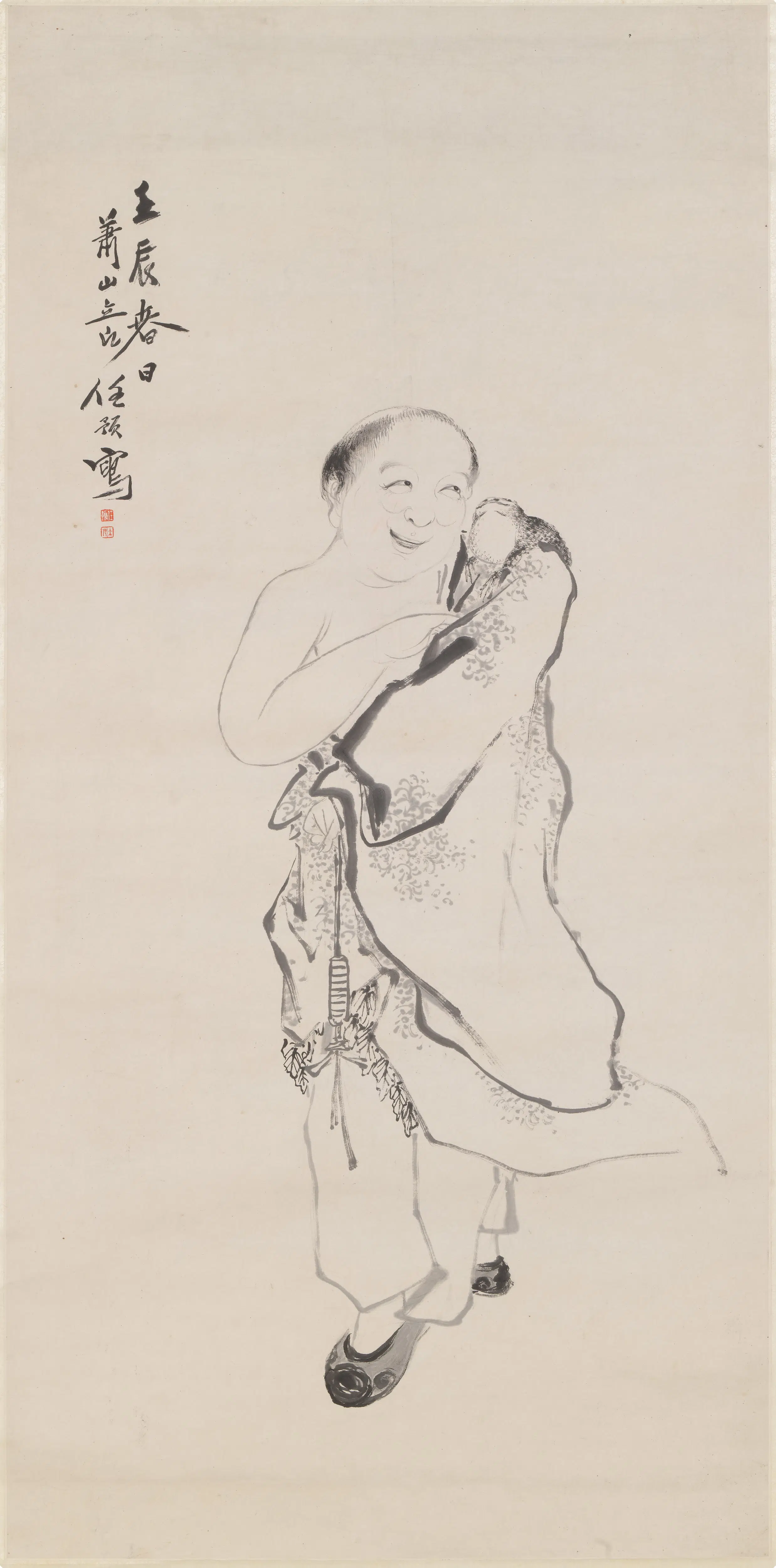 清代【任预】《刘海戏蟾图轴》