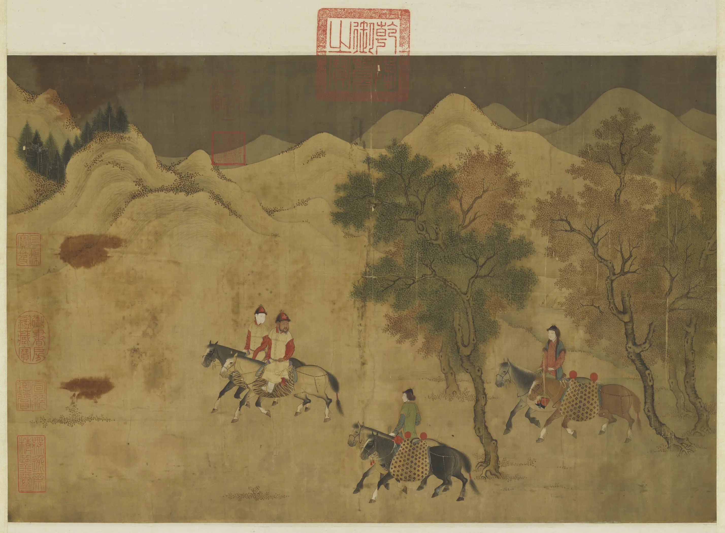 元代《元人画猎骑图轴》