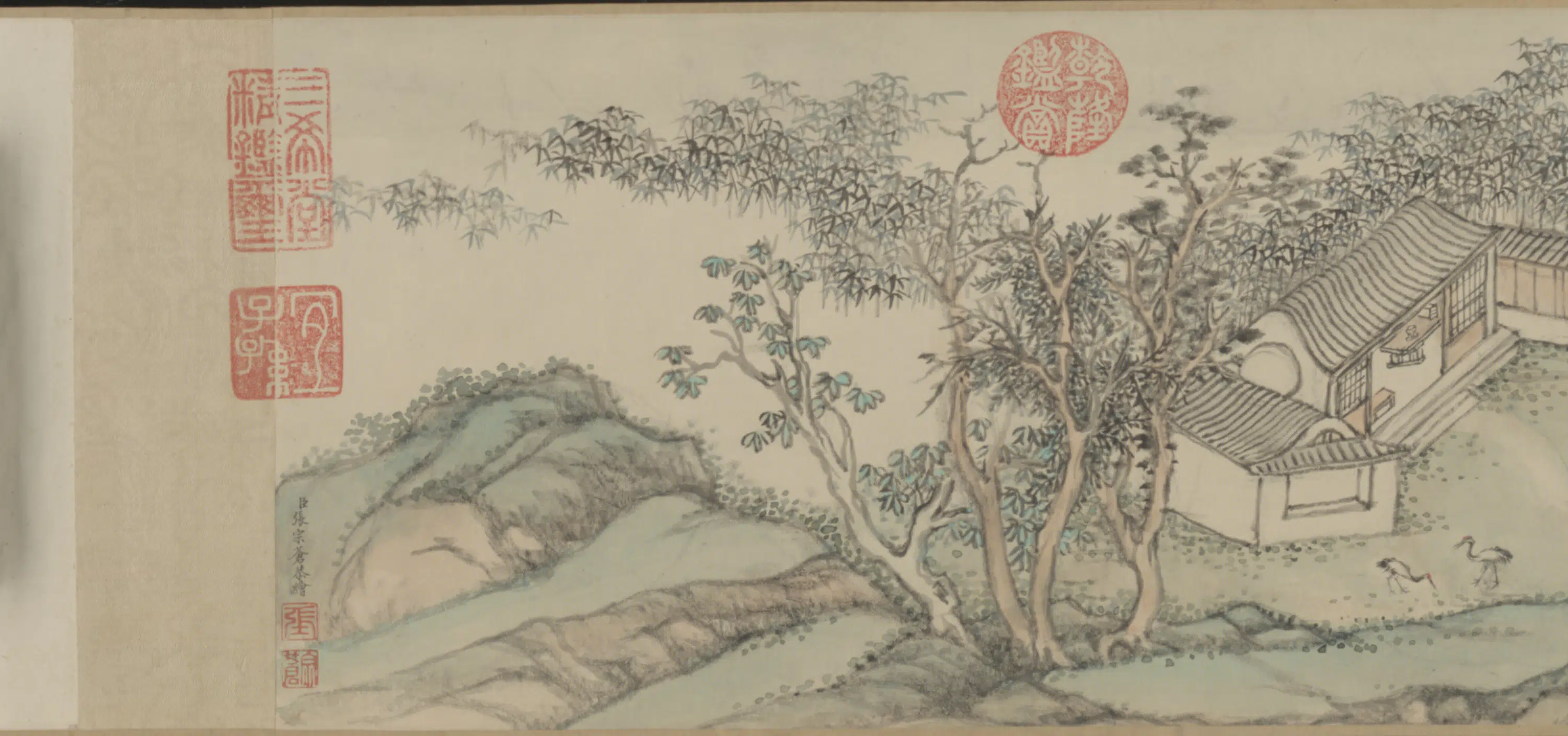 清代【张宗苍】《画弘历蕉石鸣琴诗意卷》