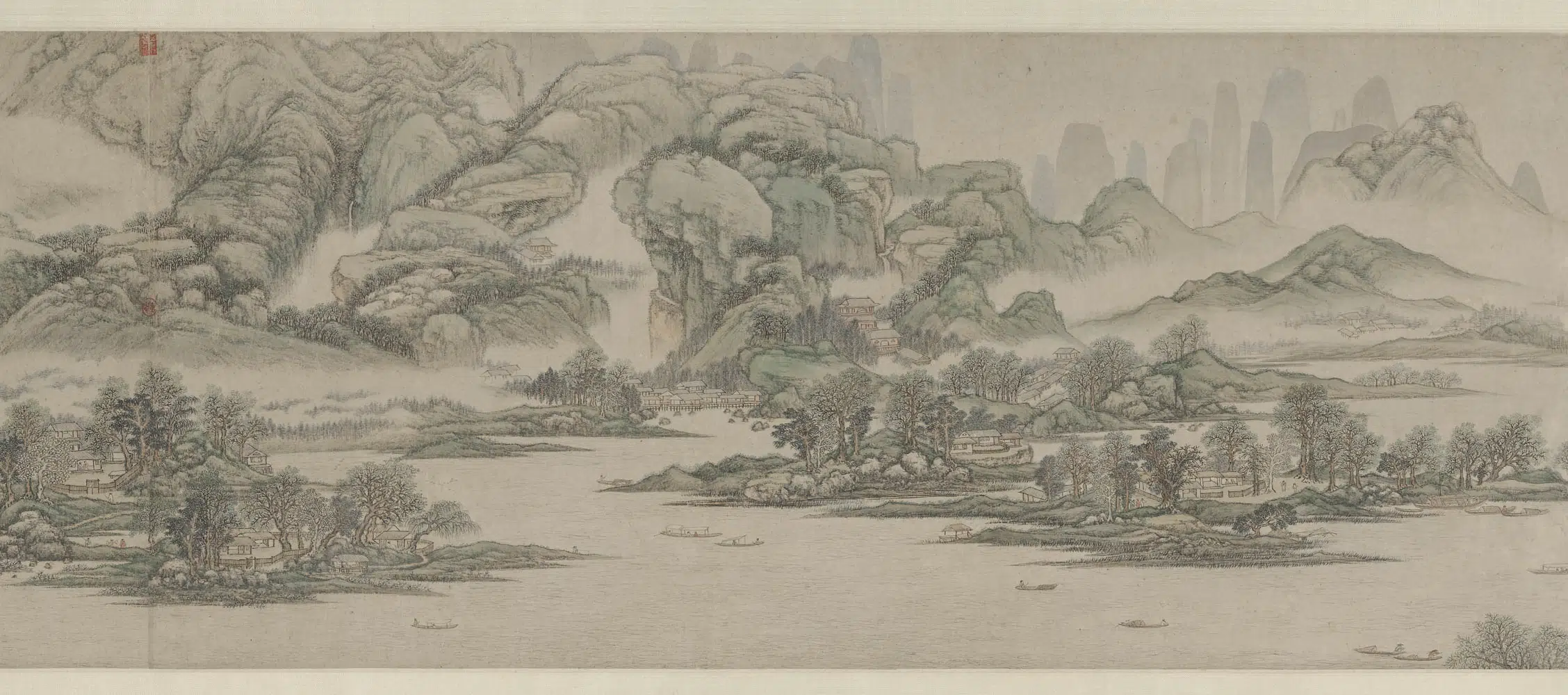 清代【蔡嘉】《春江叠嶂图卷》 第3张 清代【蔡嘉】《春江叠嶂图卷》 第3张