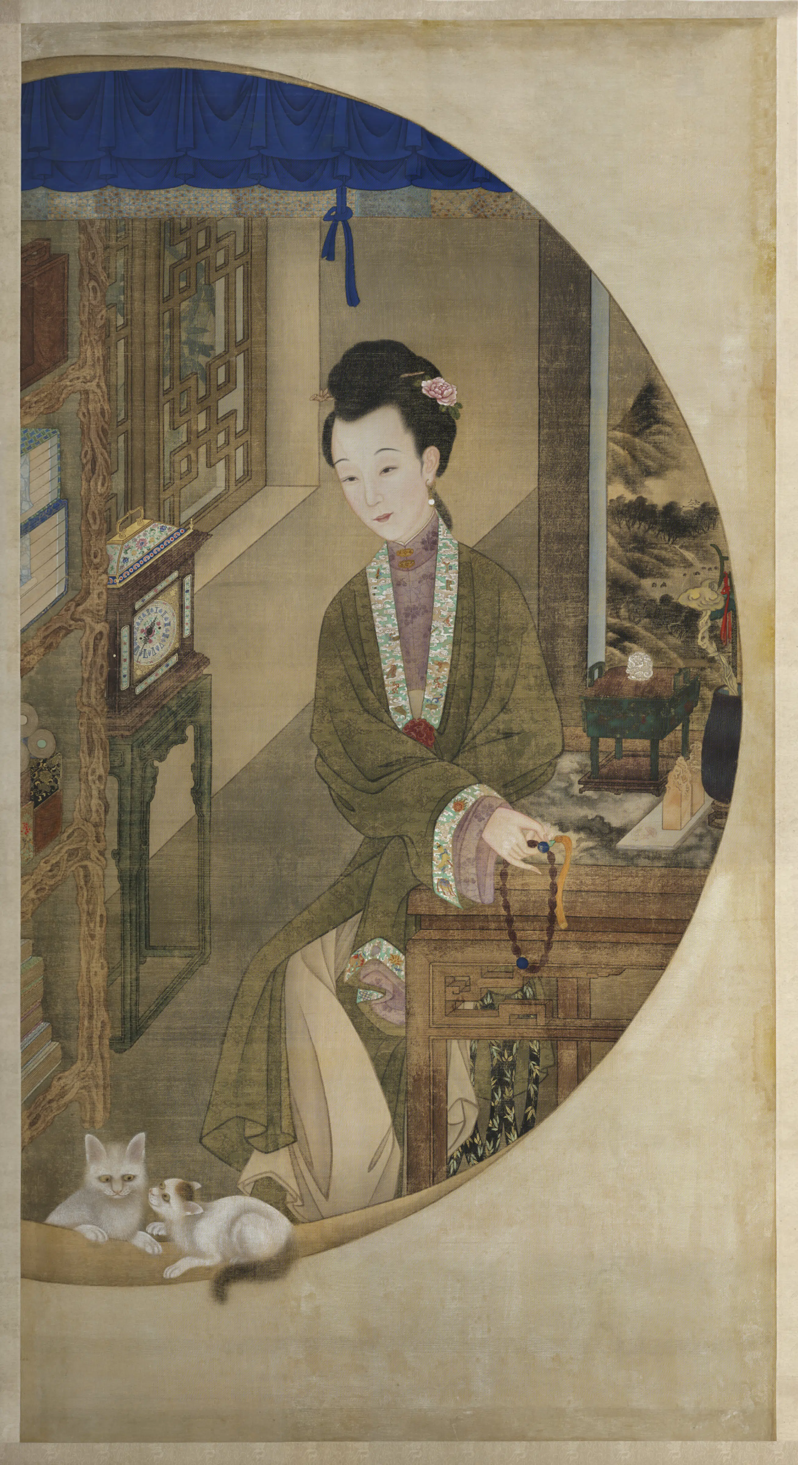清代【爱新觉罗胤禛-清世宗雍正皇帝】《清人画胤禛妃行乐图轴》