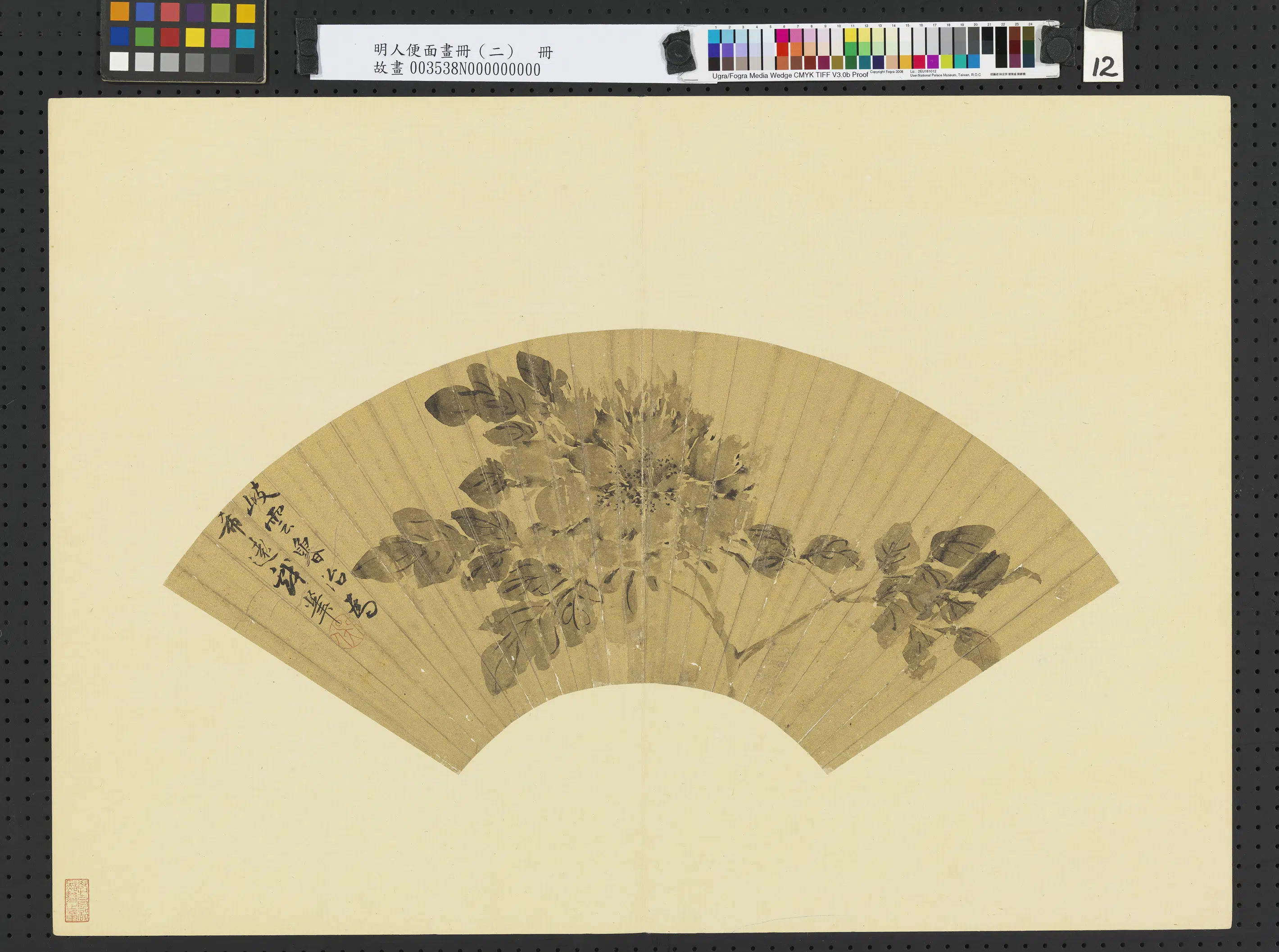 明朝【鲁治】《明人便面画册（二）册-牡丹》
