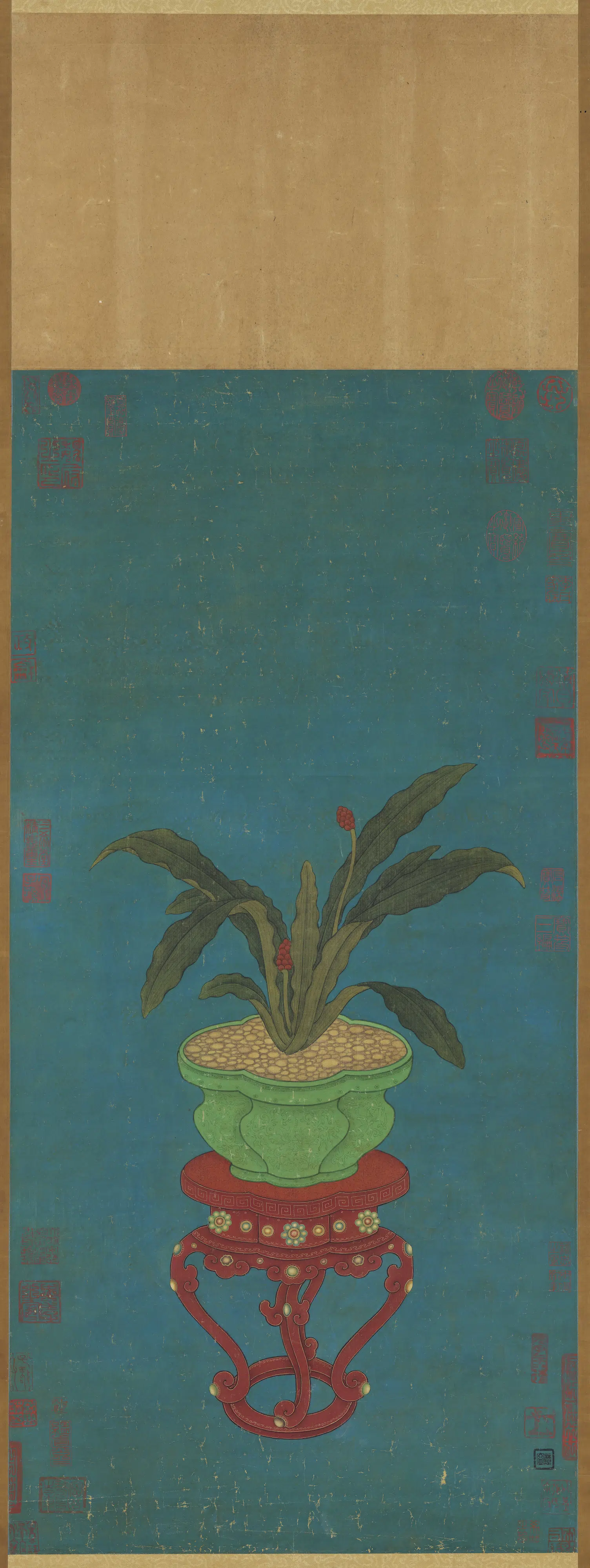 宋代《宋人画万年青图轴-1》