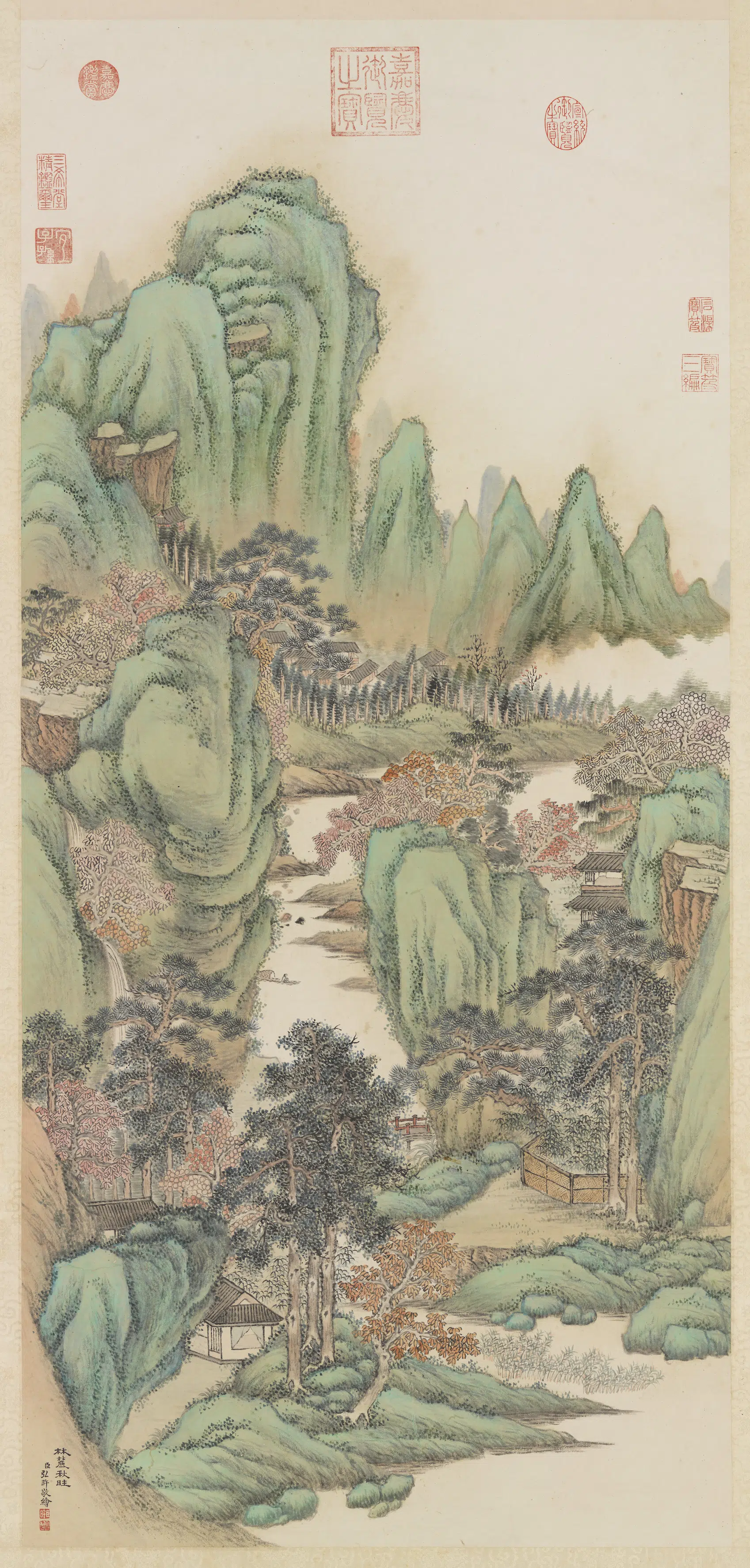清代【爱新觉罗弘旿】《画林麓秋晴图轴》