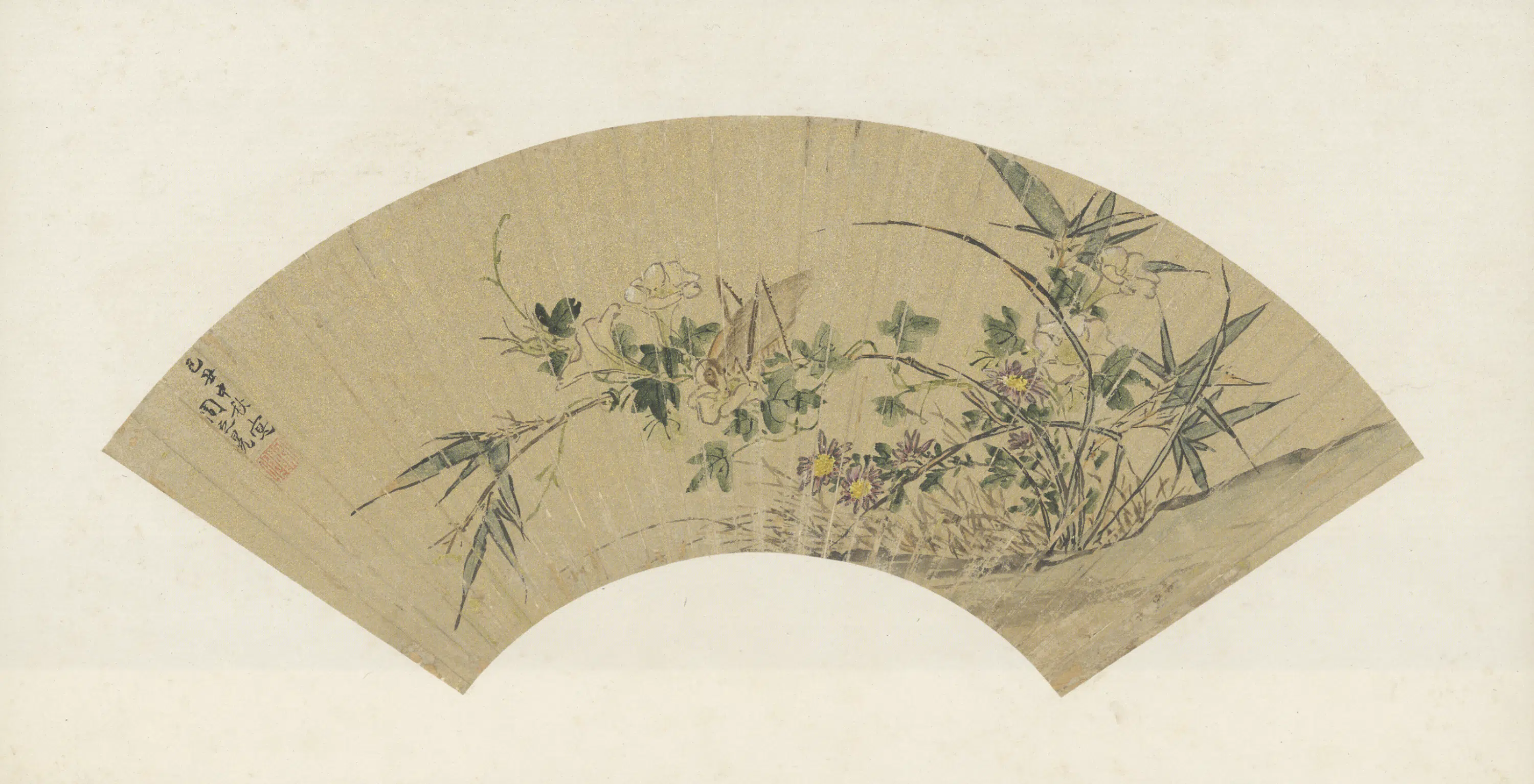 明朝【周之冕】《花卉扇页》
