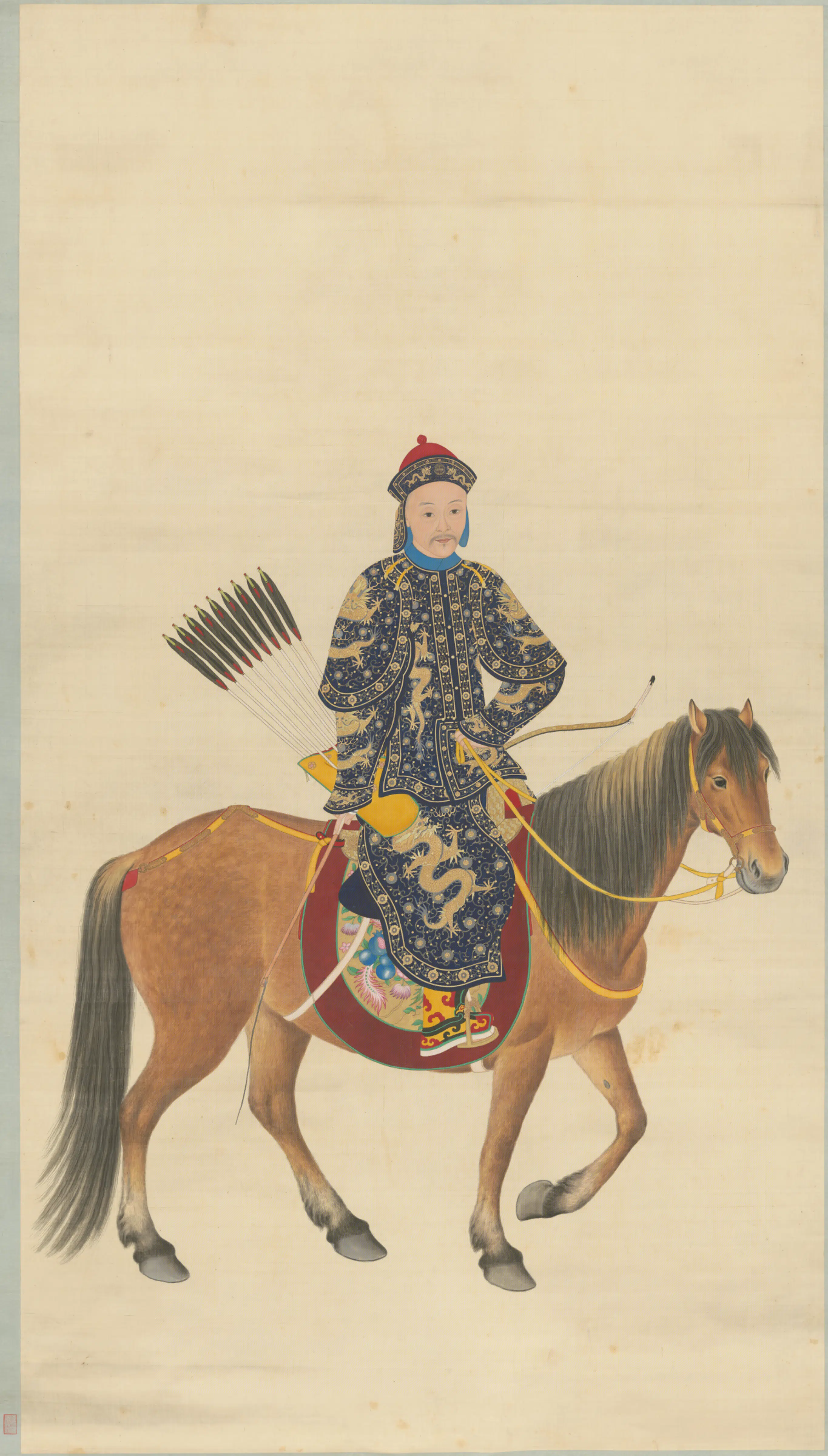 清代【爱新觉罗·旻（绵）宁-道光】《清人画旻宁戎装像轴-2》