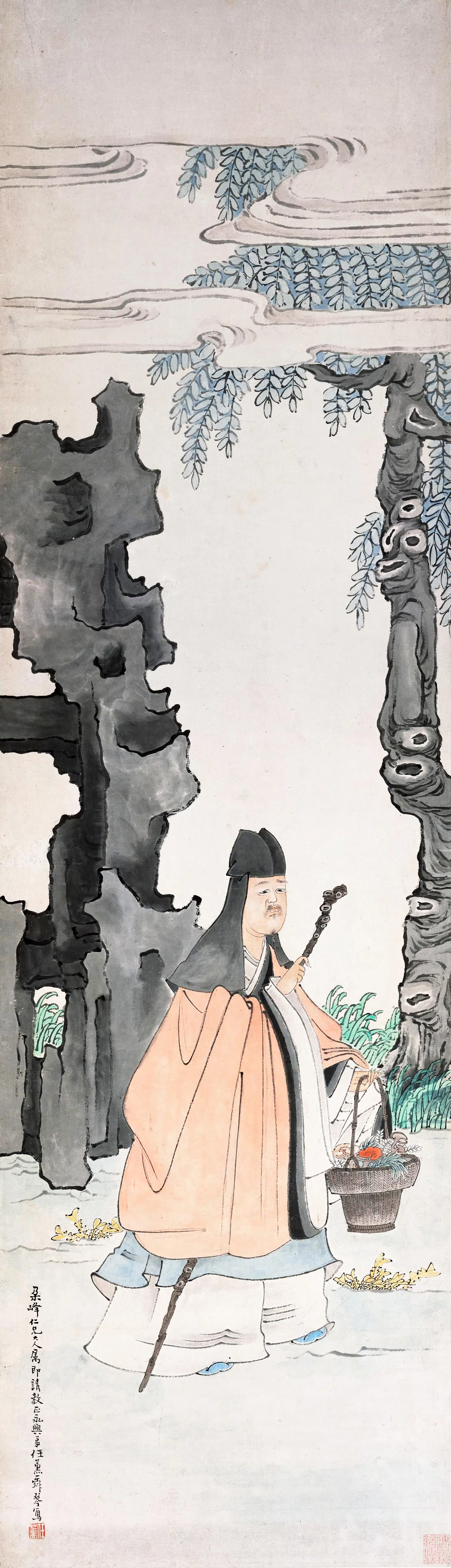 清代【任薰】《采芝图轴》