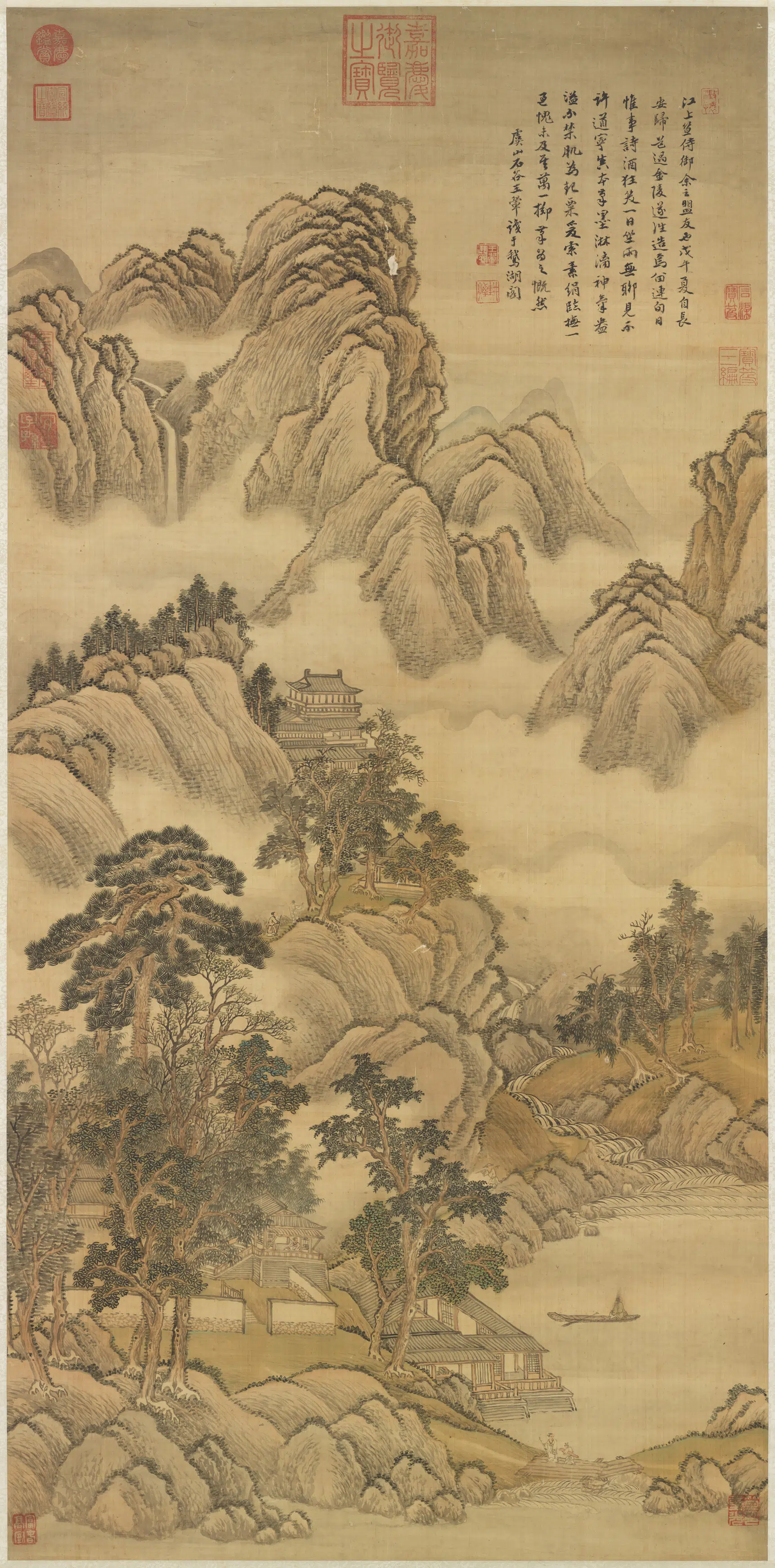 清代【王翚】《临许道宁山水图轴》