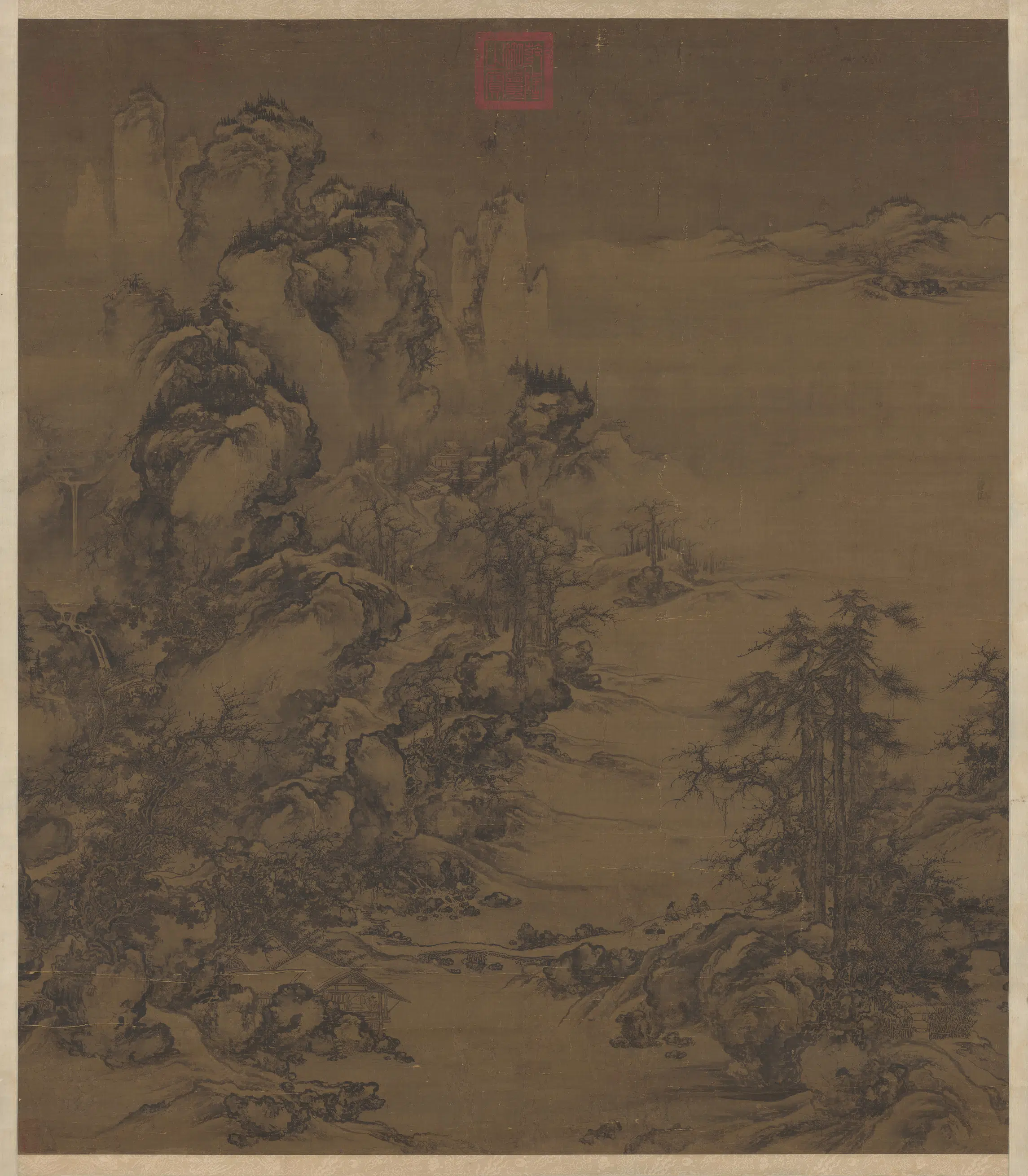 宋代《宋人岷山晴雪图轴》