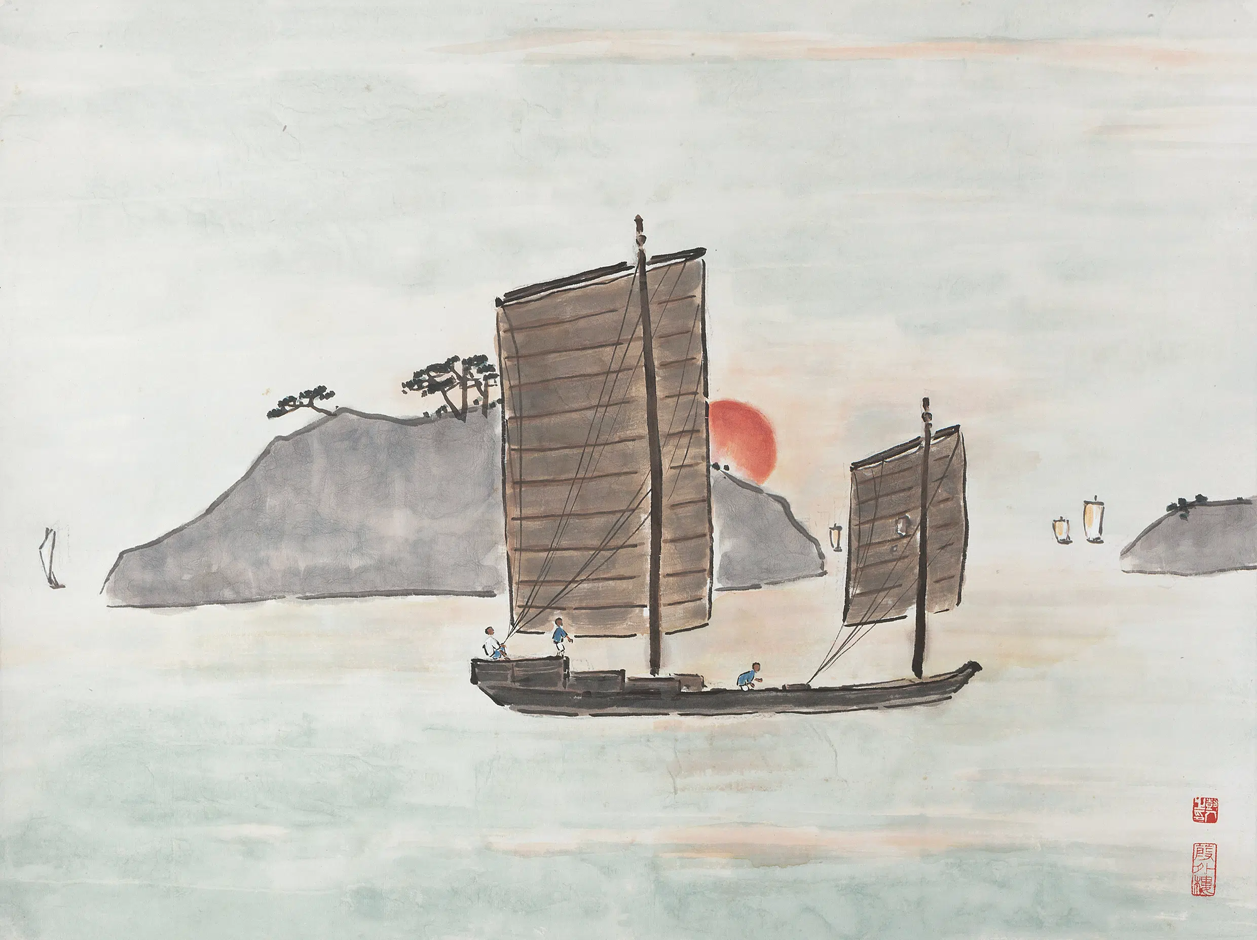 近代【陈树人】《长江所见轴》