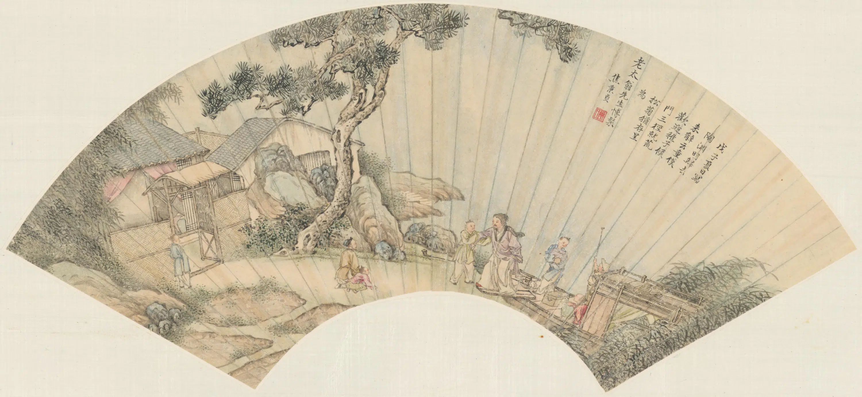 清代【焦秉贞】《陶渊明归去来辞扇》