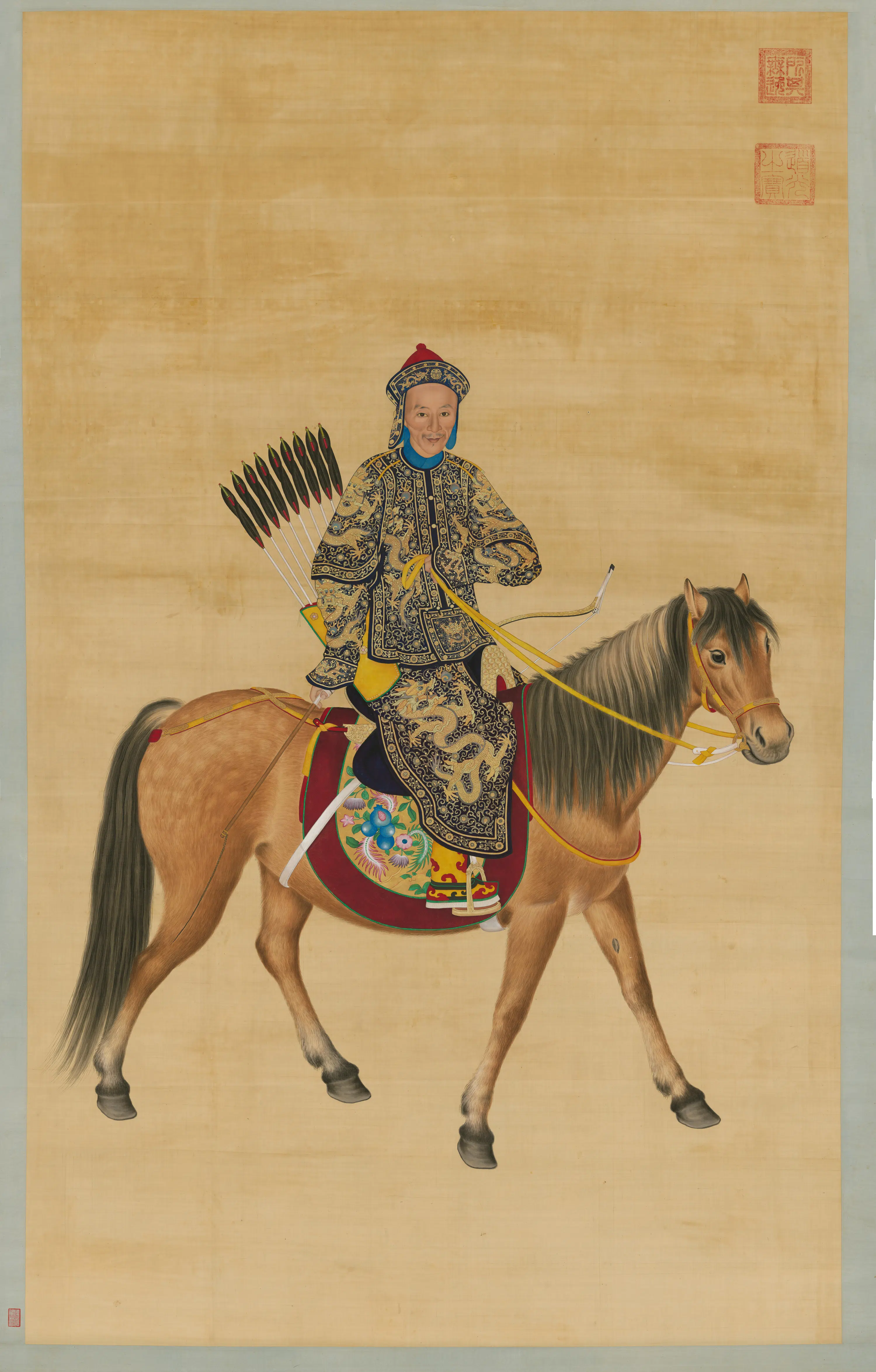 清代【爱新觉罗·旻（绵）宁-道光】《清人画旻宁戎装像轴》 第1张