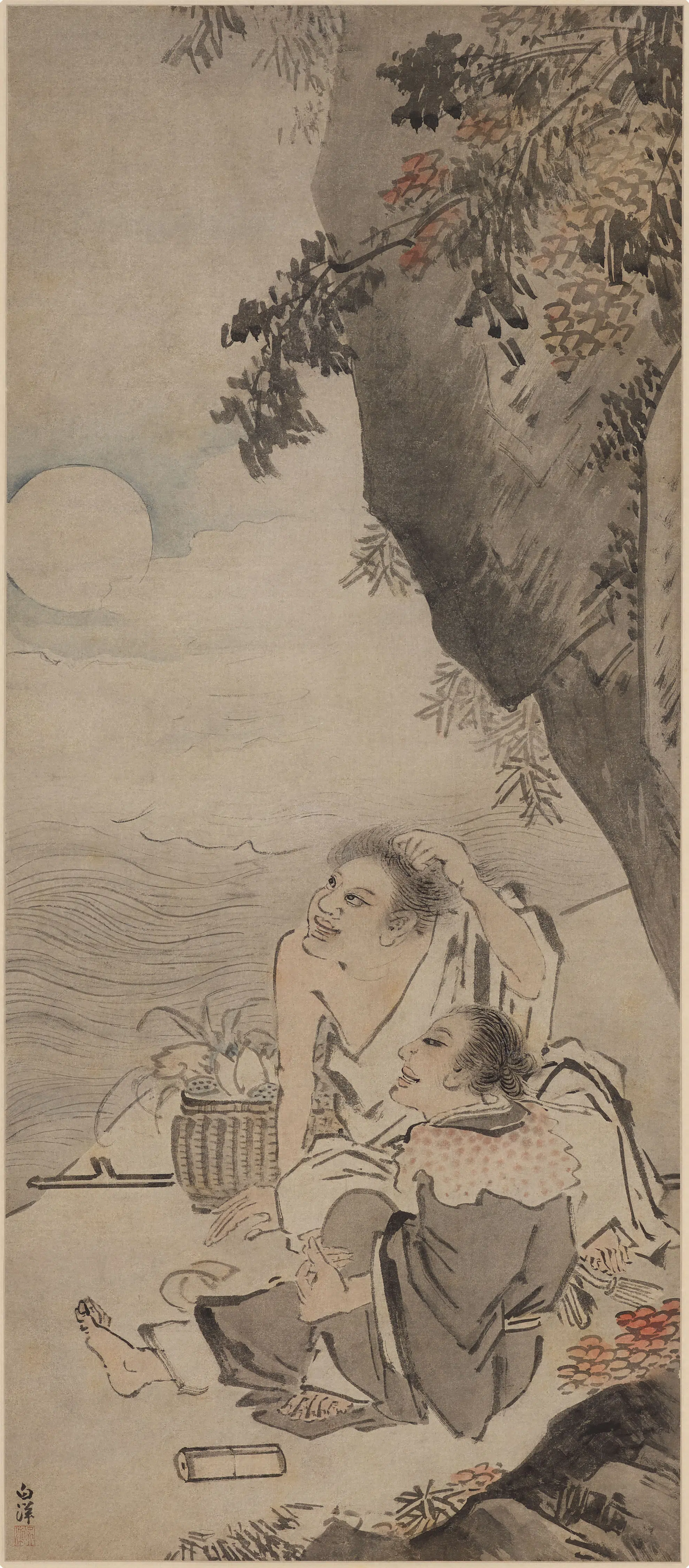 清代【吴湘】《和合二仙图轴》
