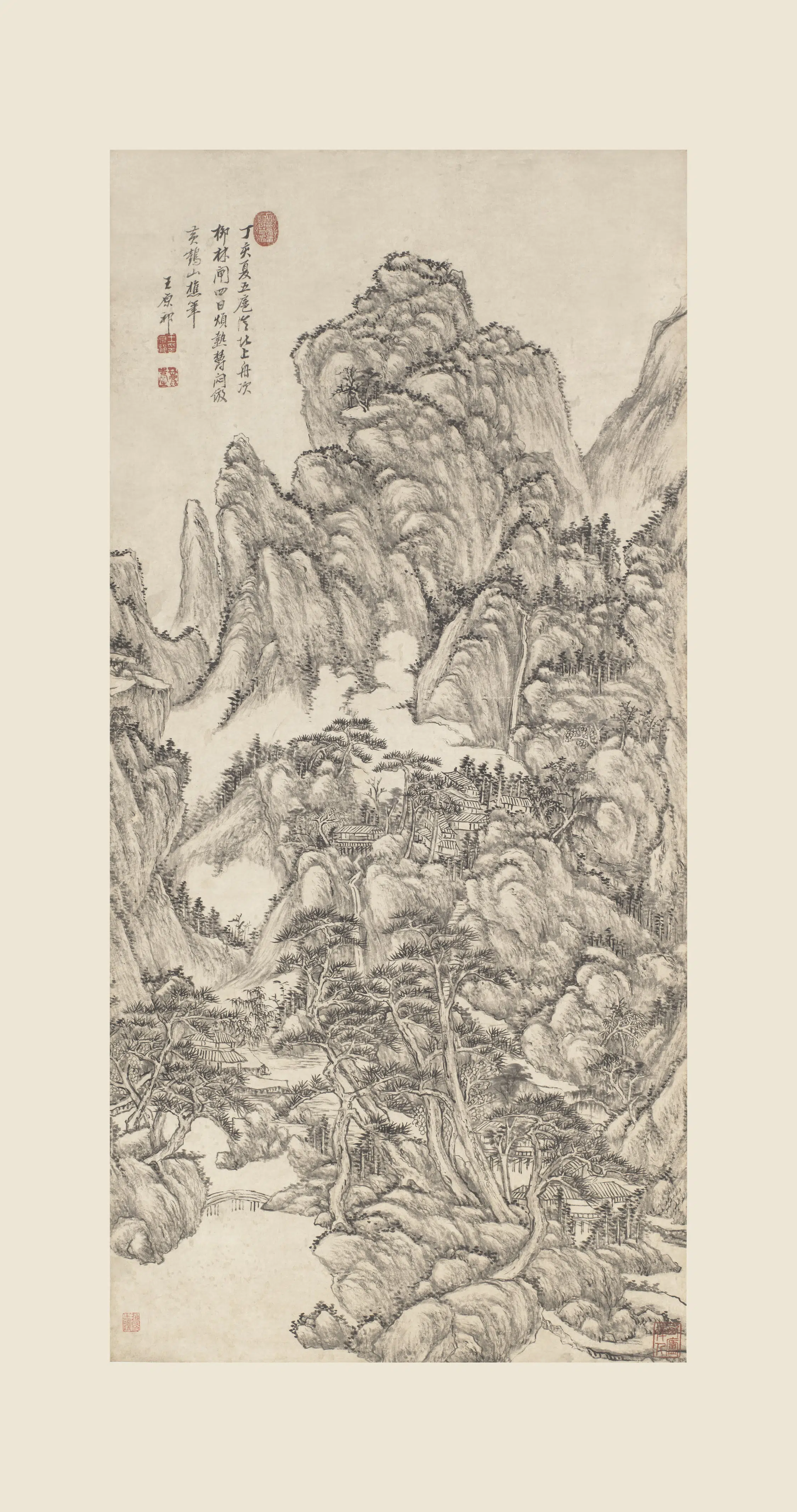 清代【王原祁】《仿黄鹤山樵山水轴》