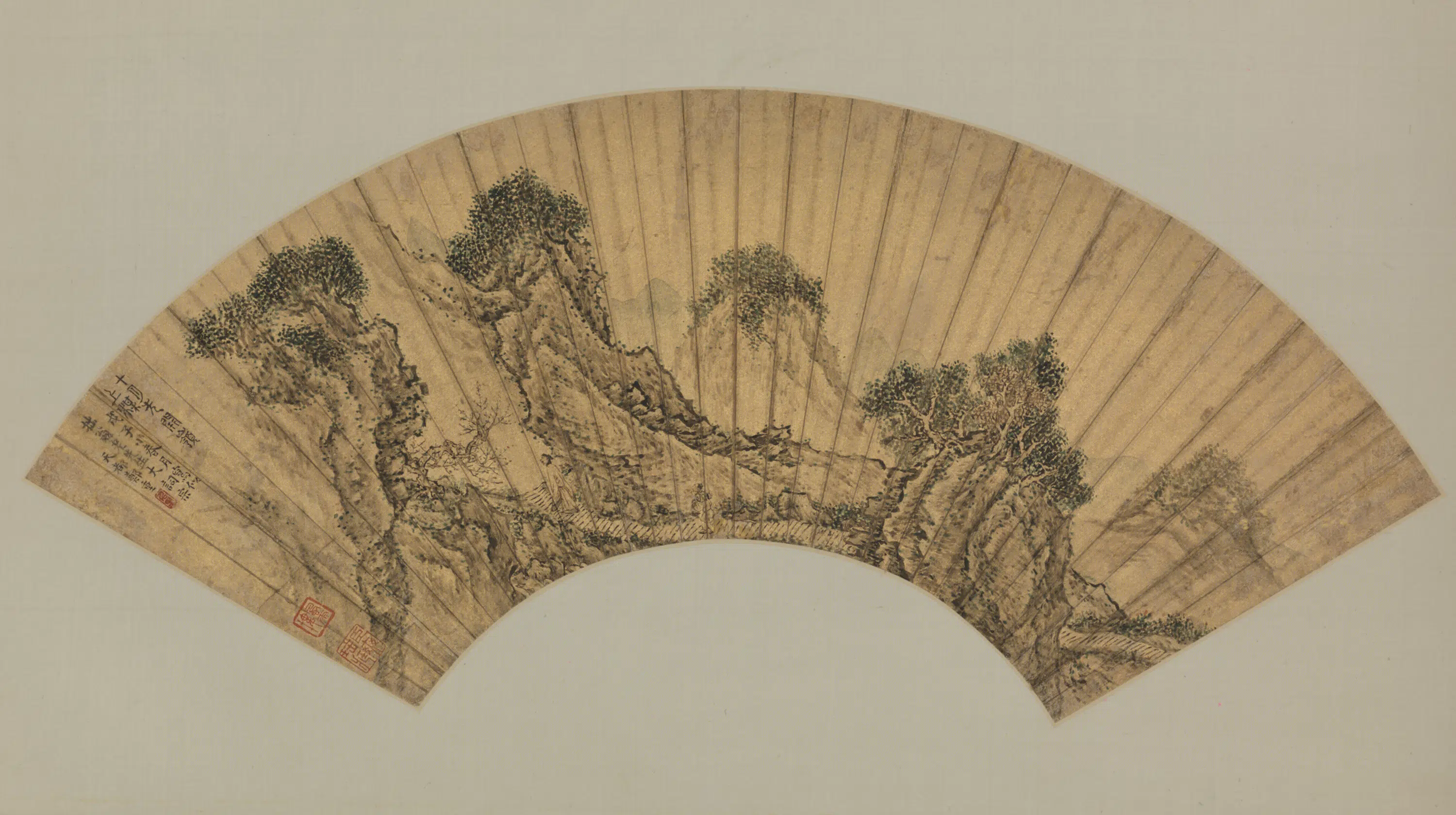 明朝【郑重】《山水扇面》