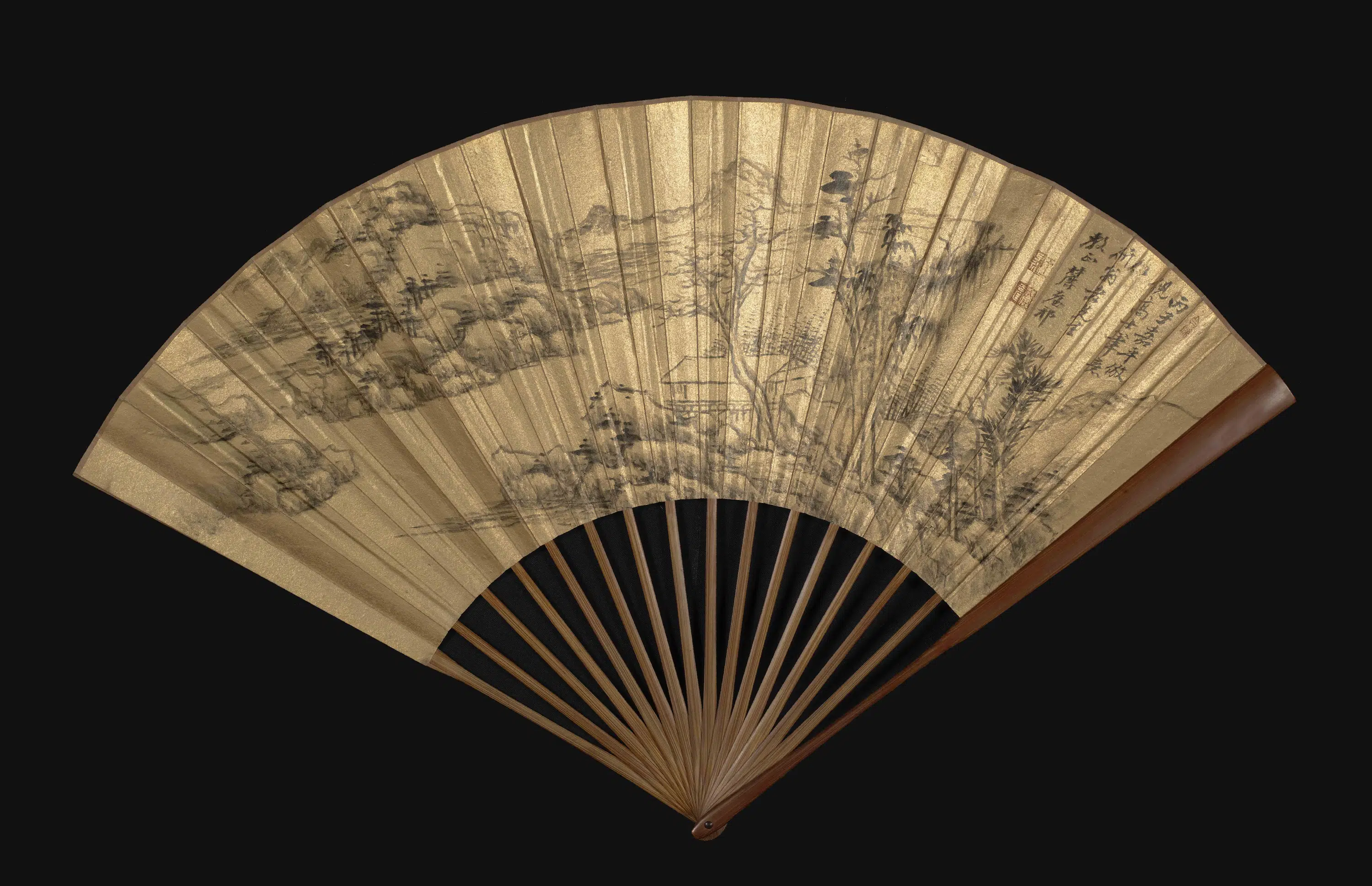 清代【缪彤】《王原祁书画成扇》