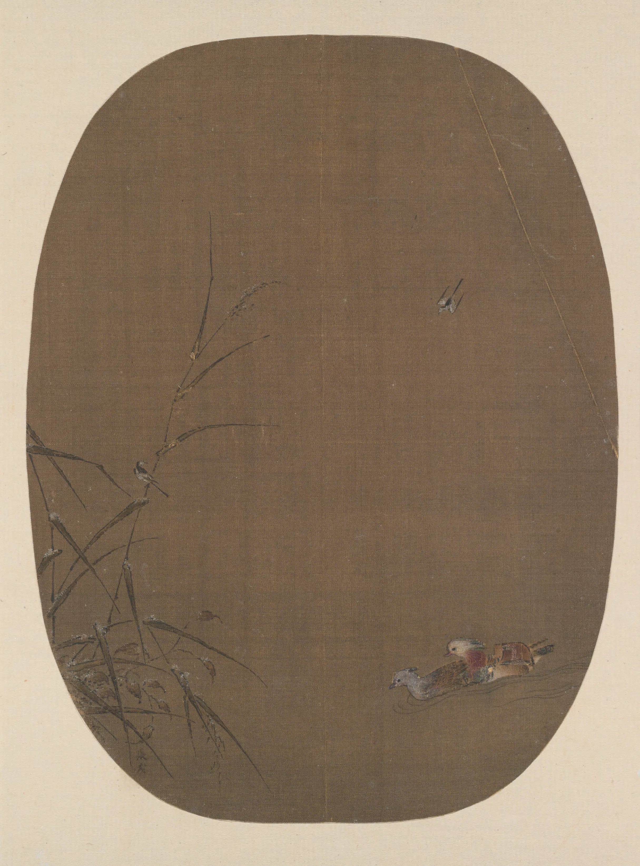 宋代《纨扇画册-张茂双鸳鸯页》 第1张
