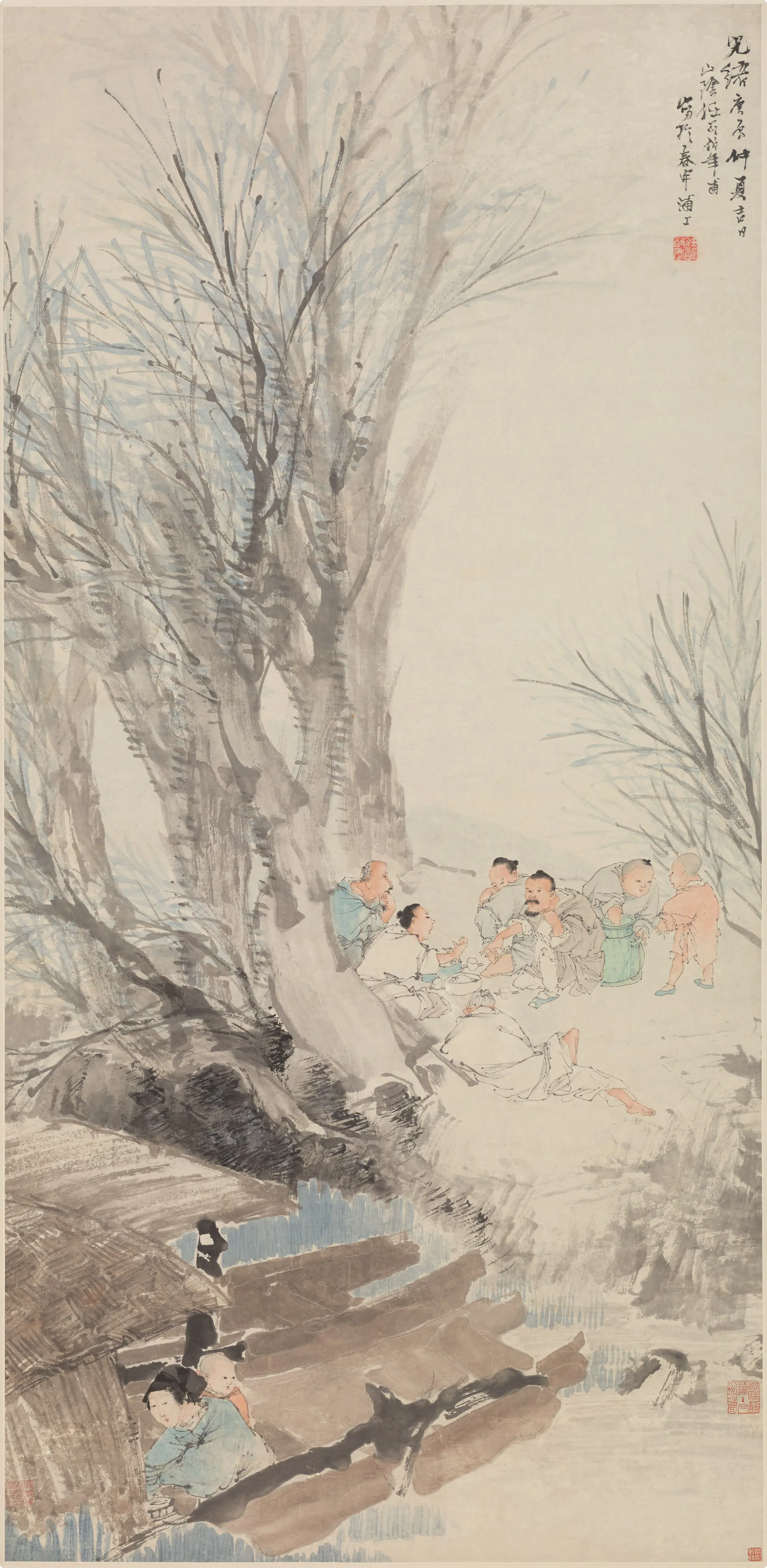 清代【任伯年（任颐）】《渔乐图轴》
