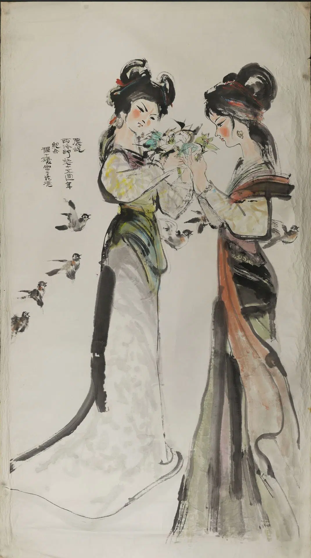 近现代【程十发】《双女图轴》