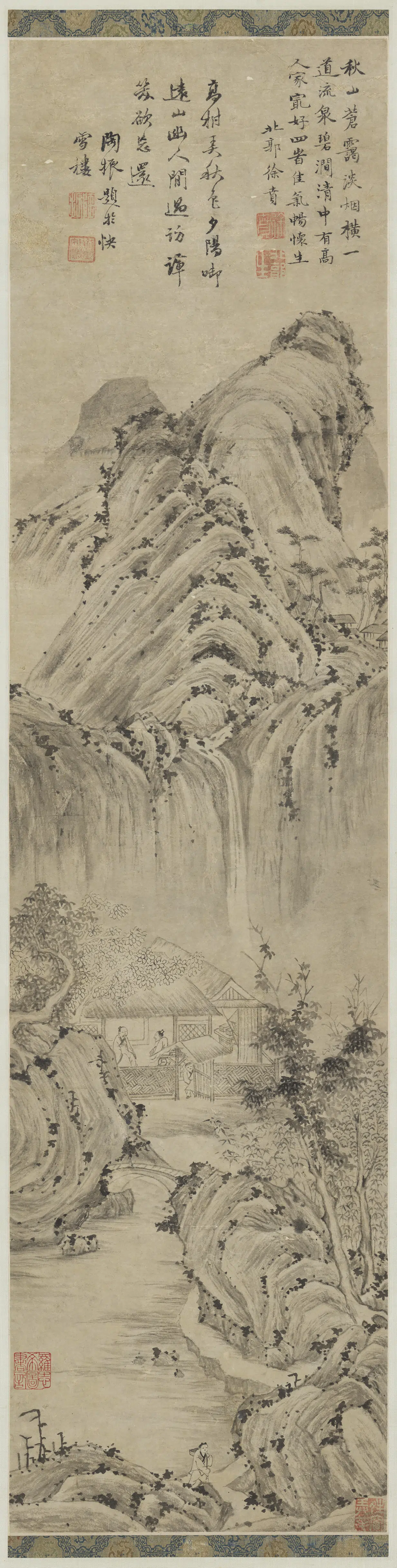 明朝【徐贲】《秋山苍霭图轴》
