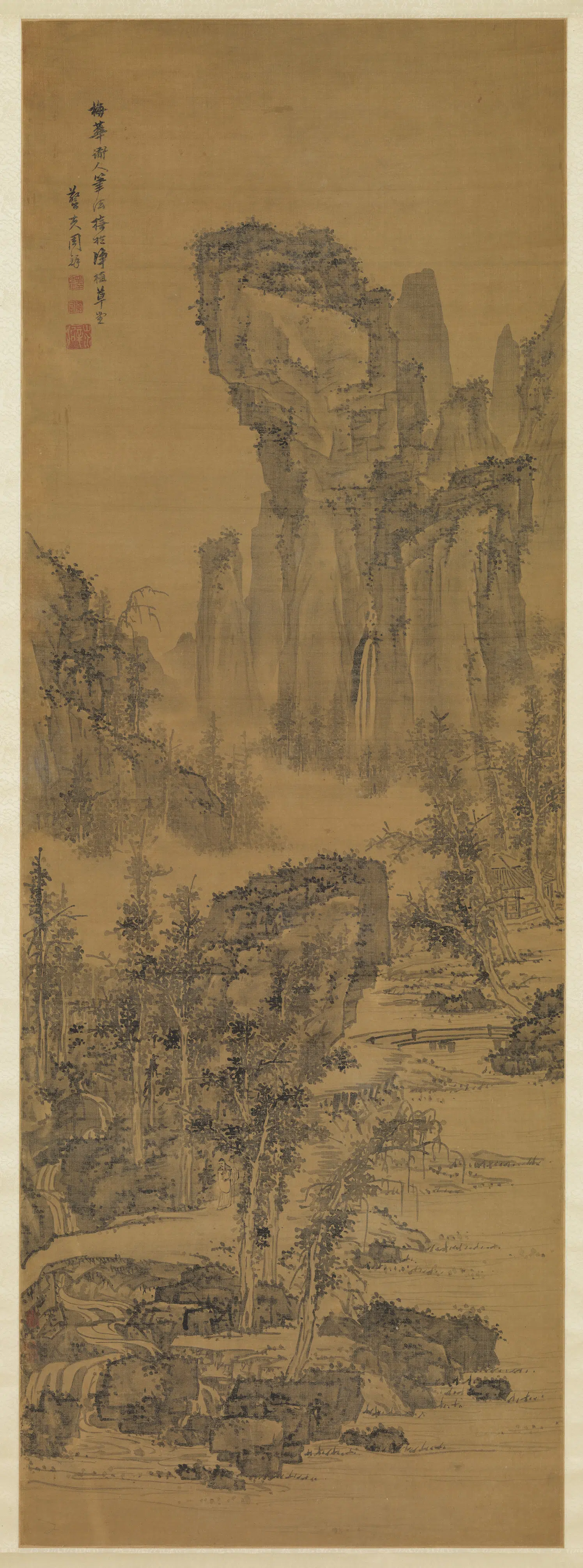 清代【周铎】《仿梅花道人山水图轴》