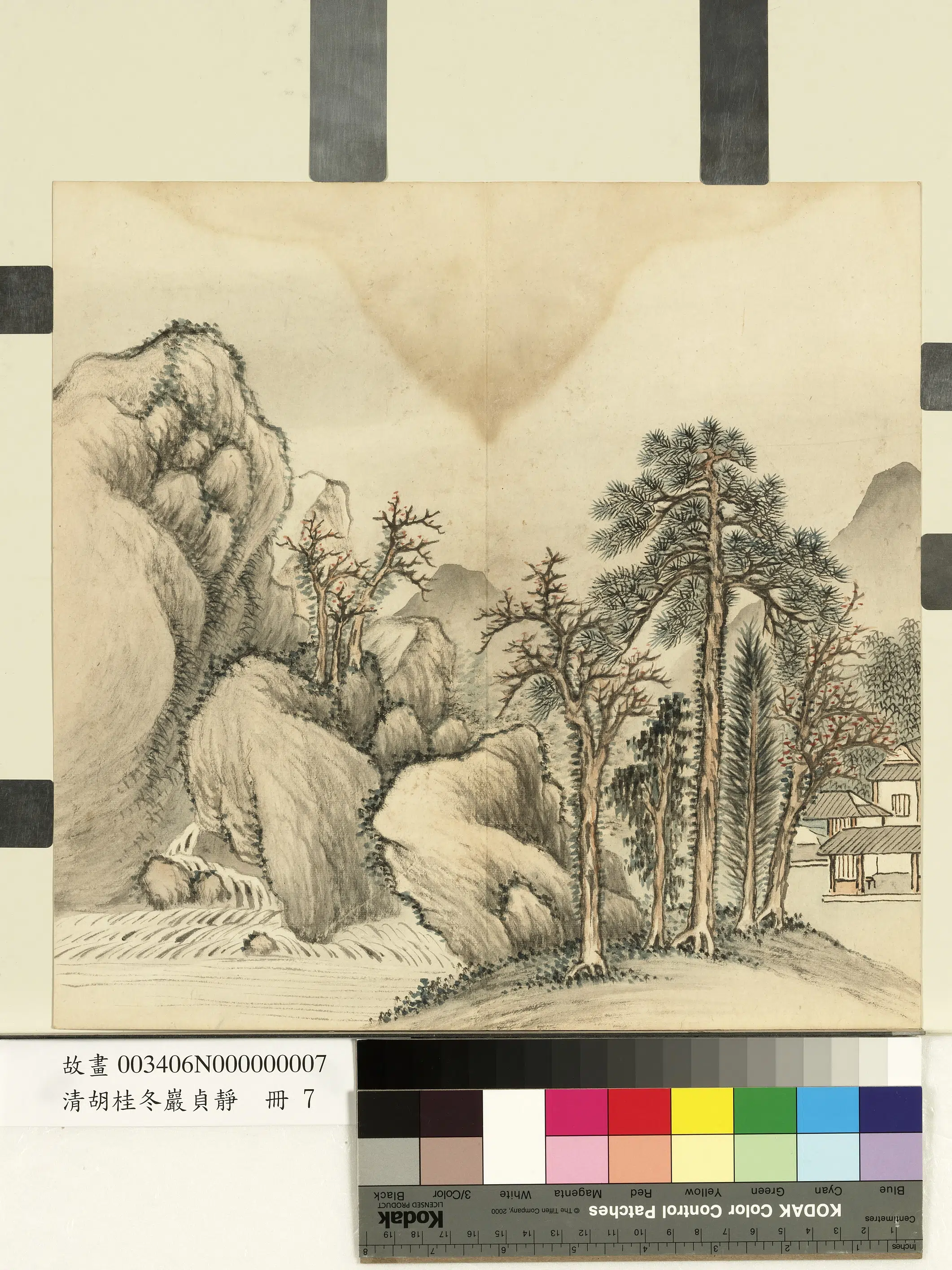 清代【胡桂】《冬岩贞静册-松涧幽居》