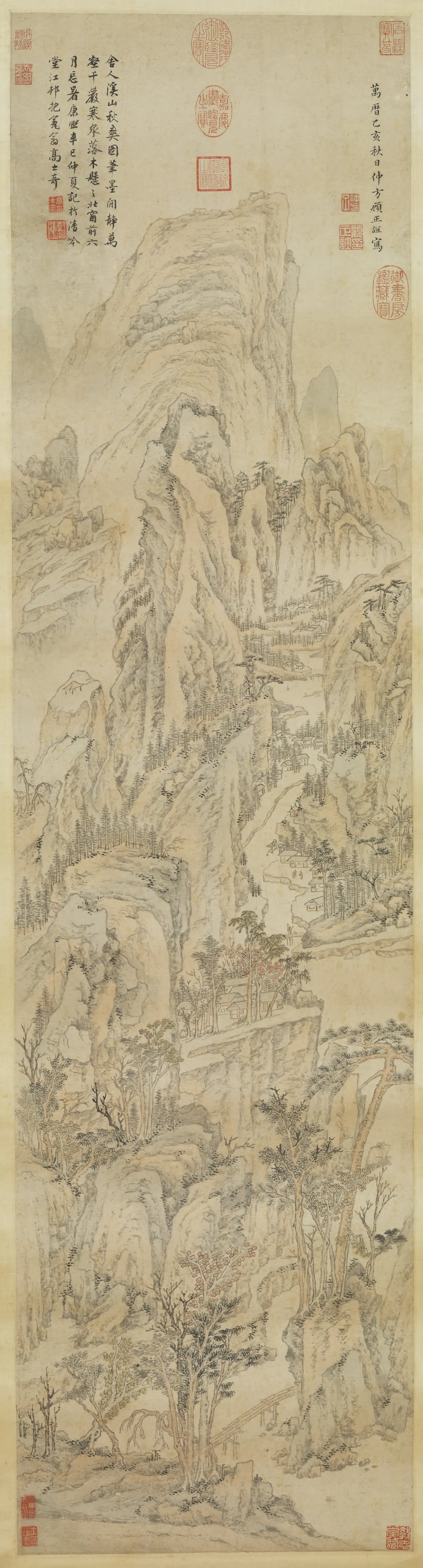 明朝【顾正谊】《溪山秋爽图轴》 第1张 明朝【顾正谊】《溪山秋爽图轴》 第1张